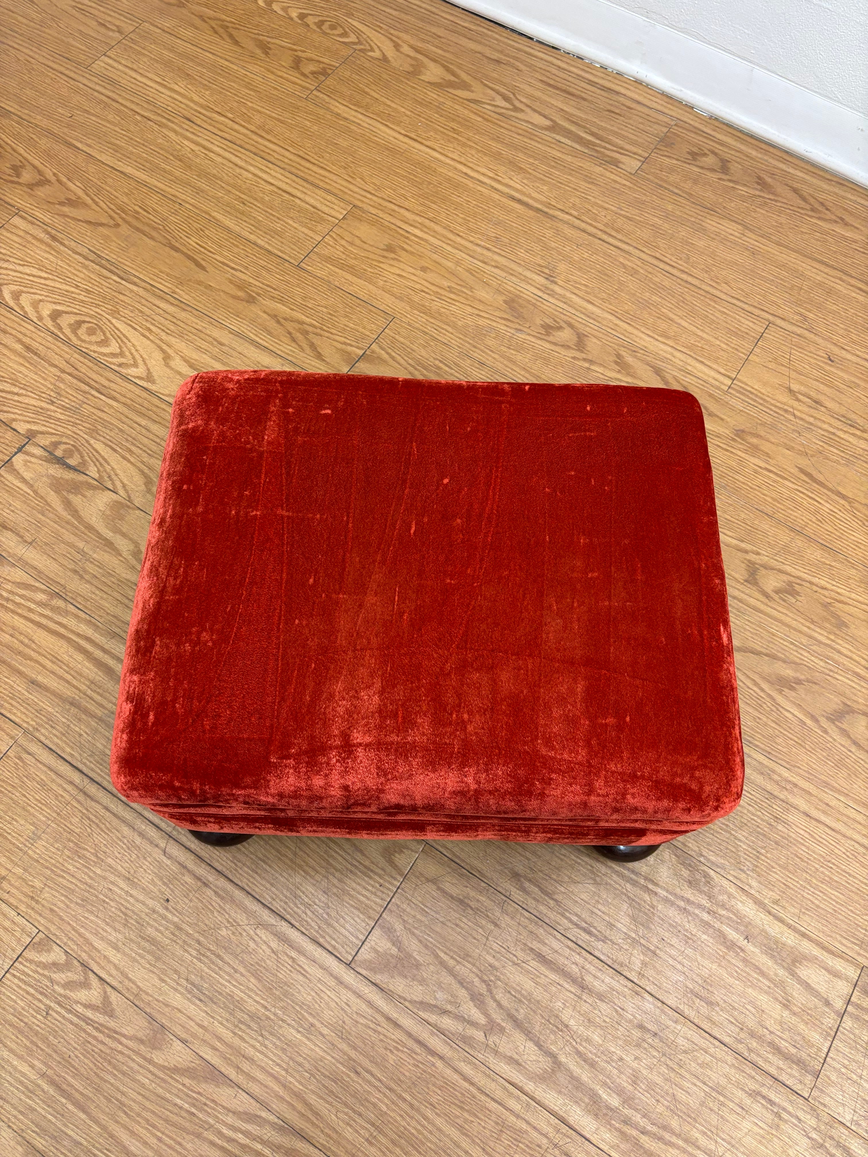 Red Velvet Ottoman