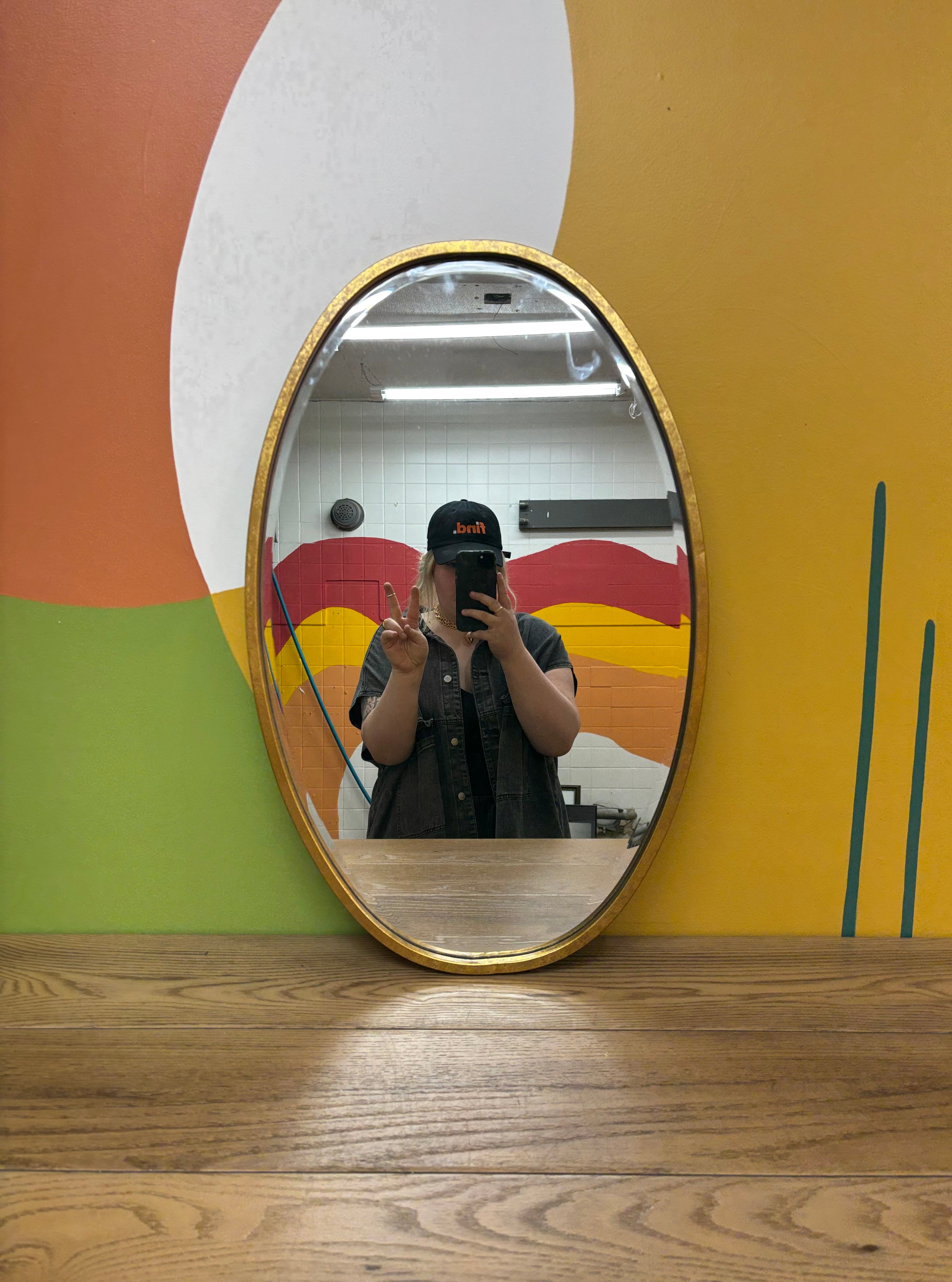 Gold Framed Oval Mirror