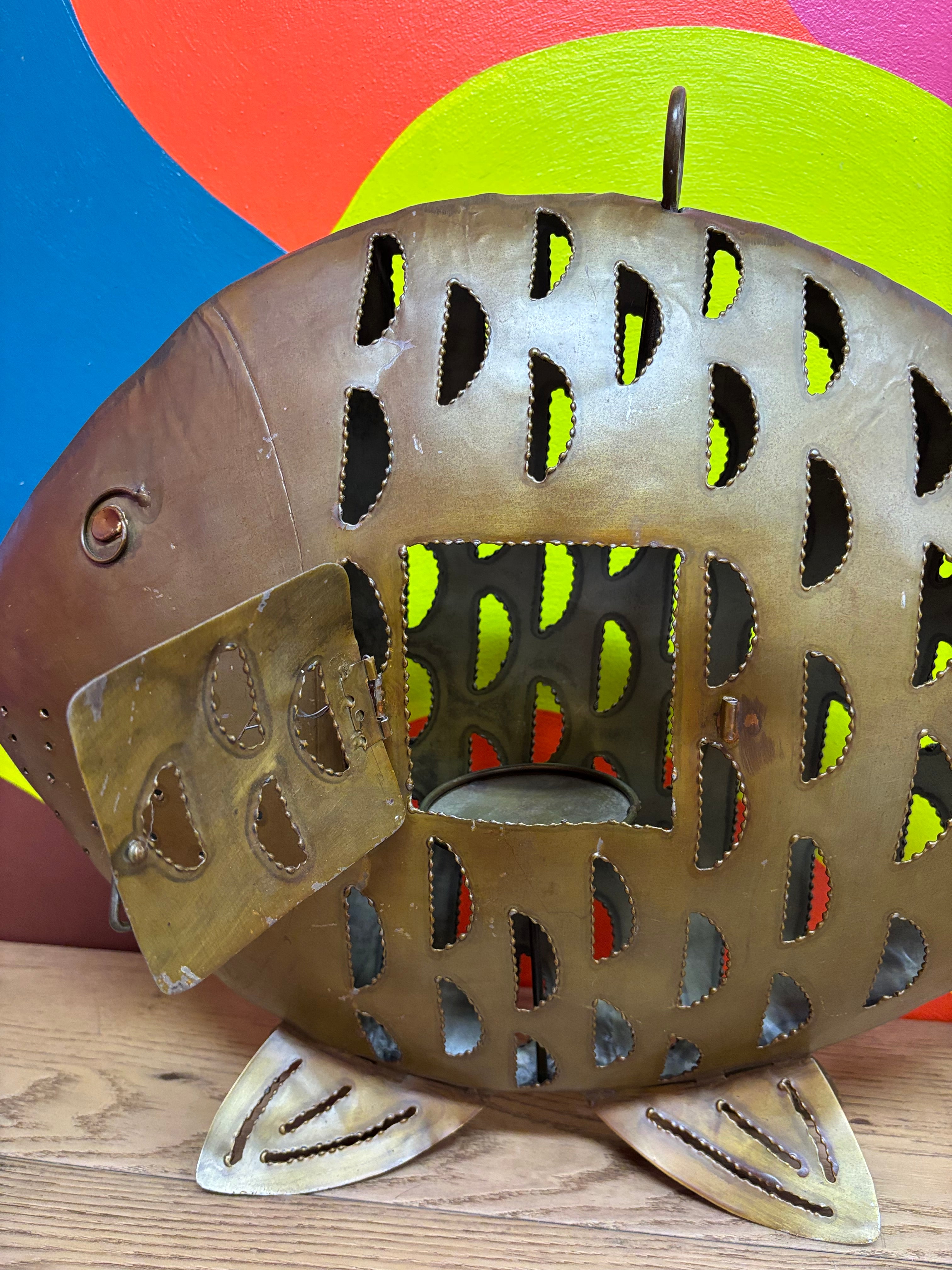 Large Metal Fish Candle Holder