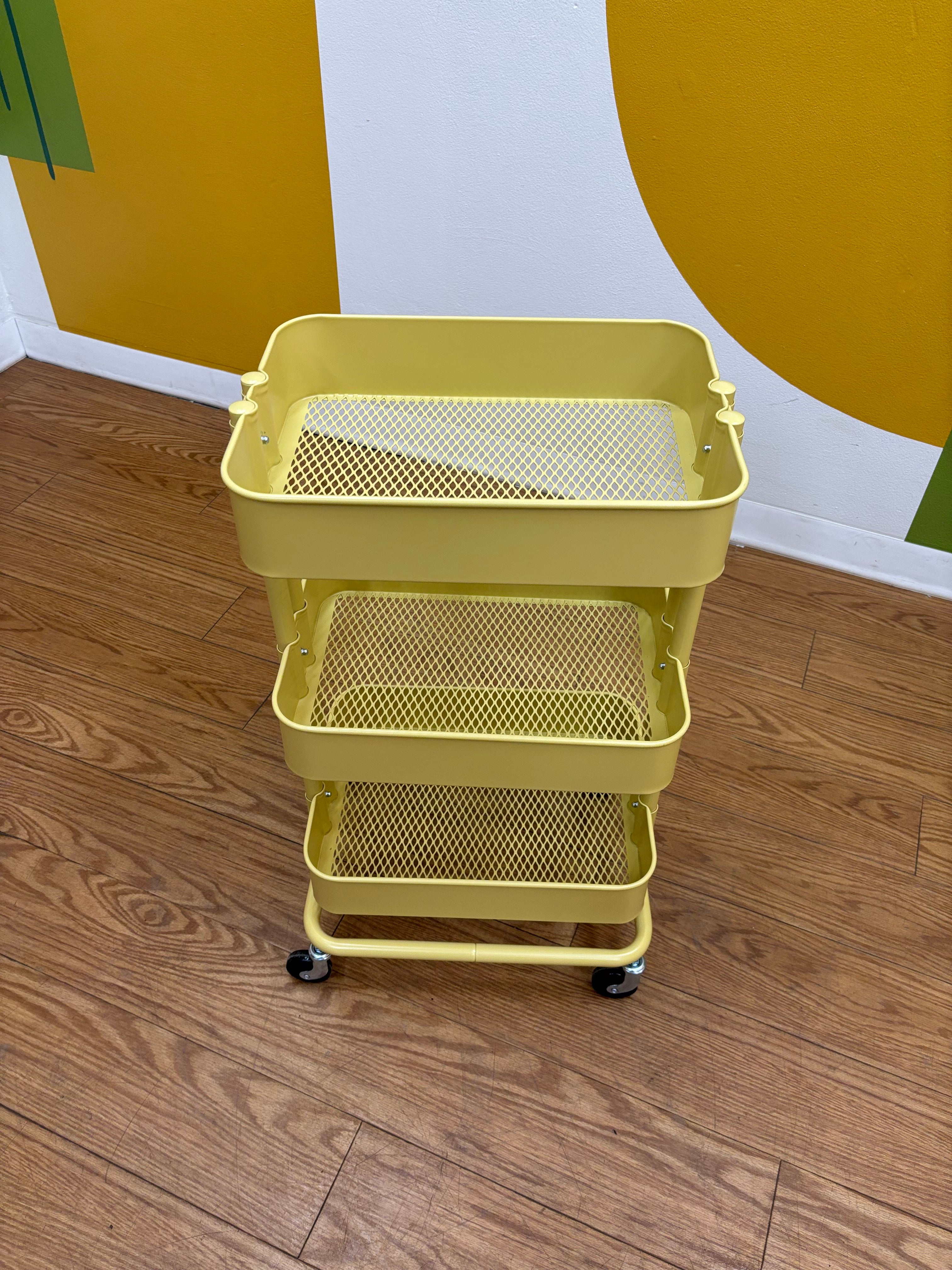 Yellow 3-Tier Rolling Cart