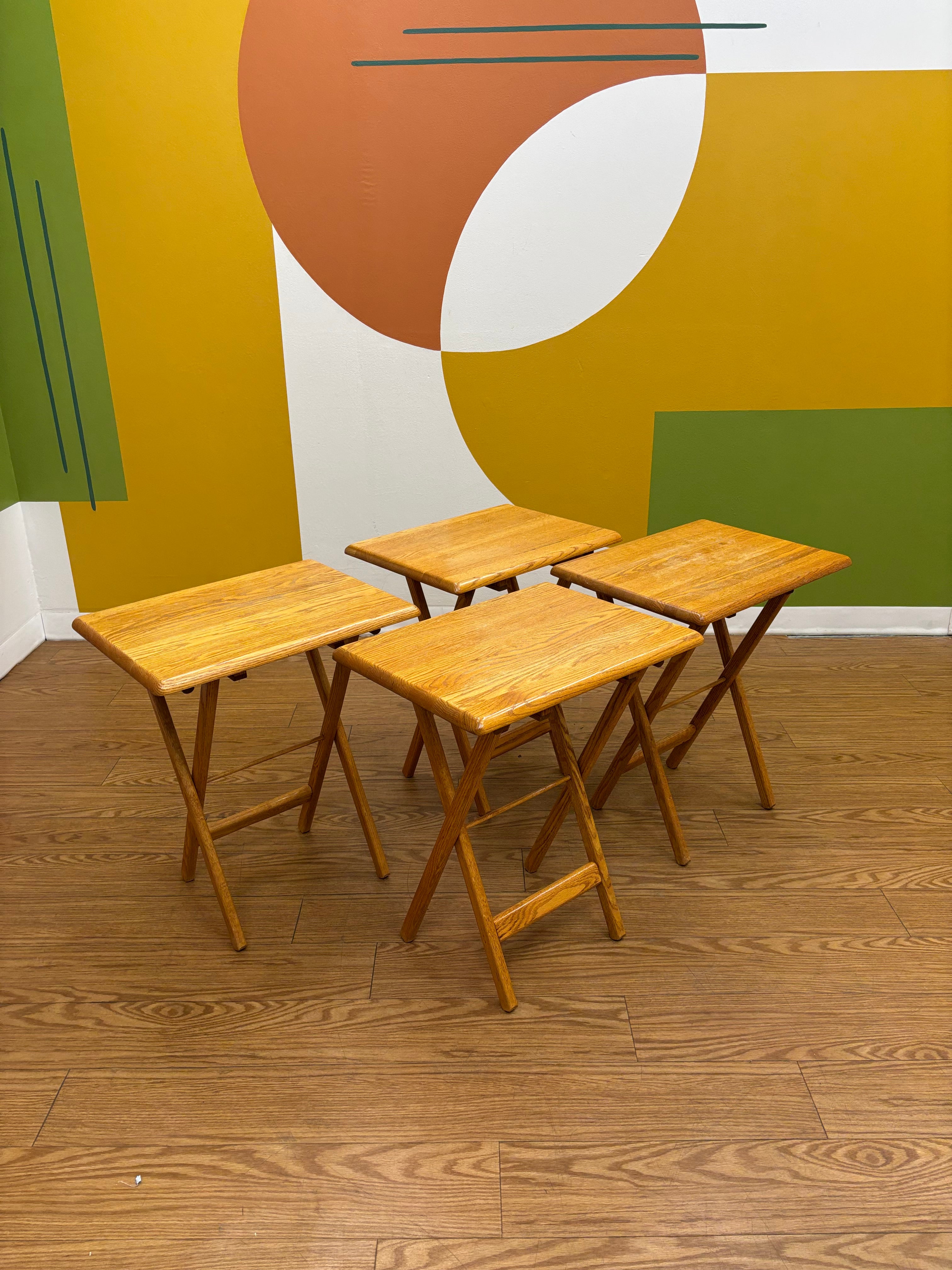 Set of 4 Wood TV Trays