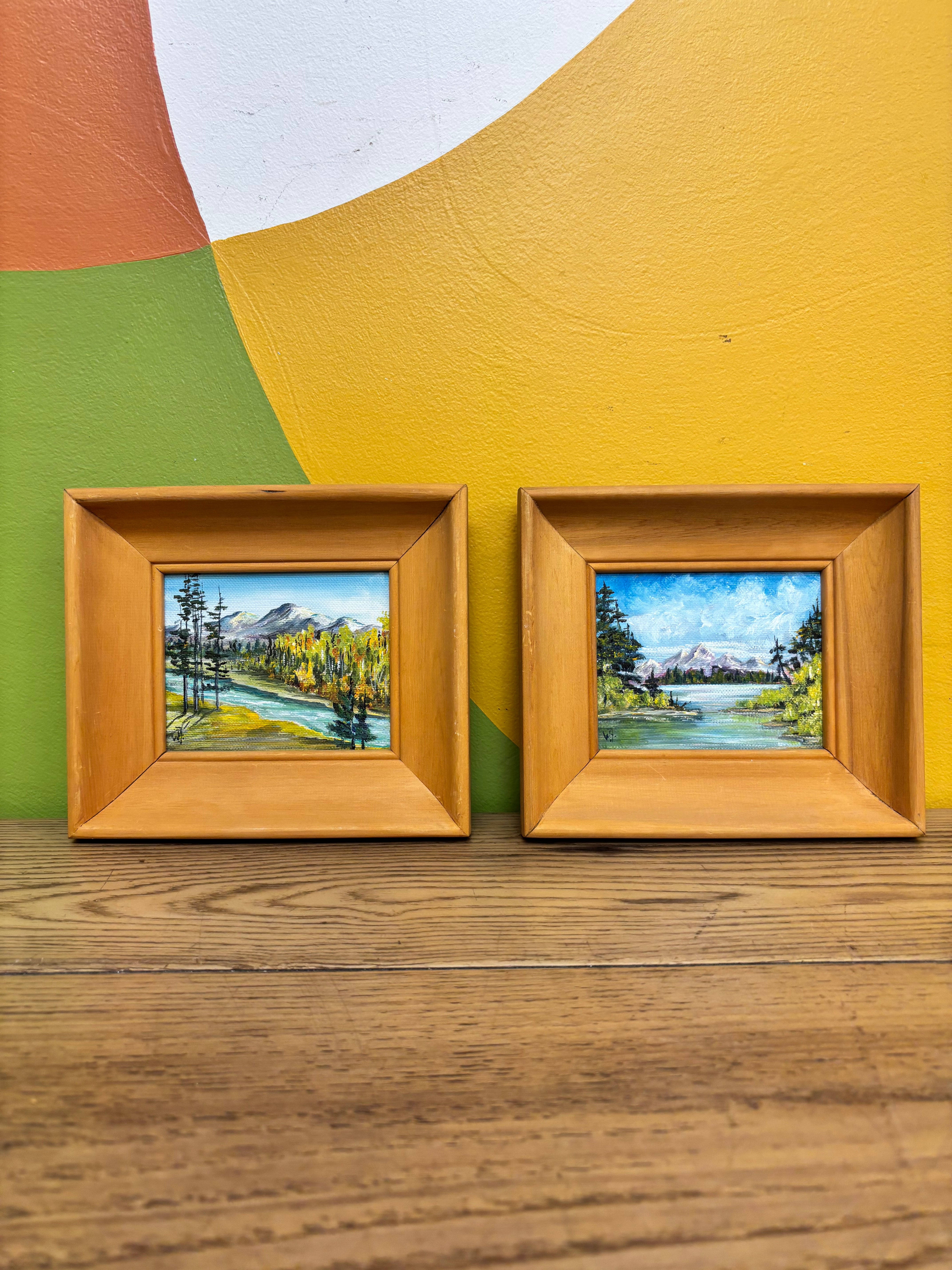Set of 2 Small Oil Paintings