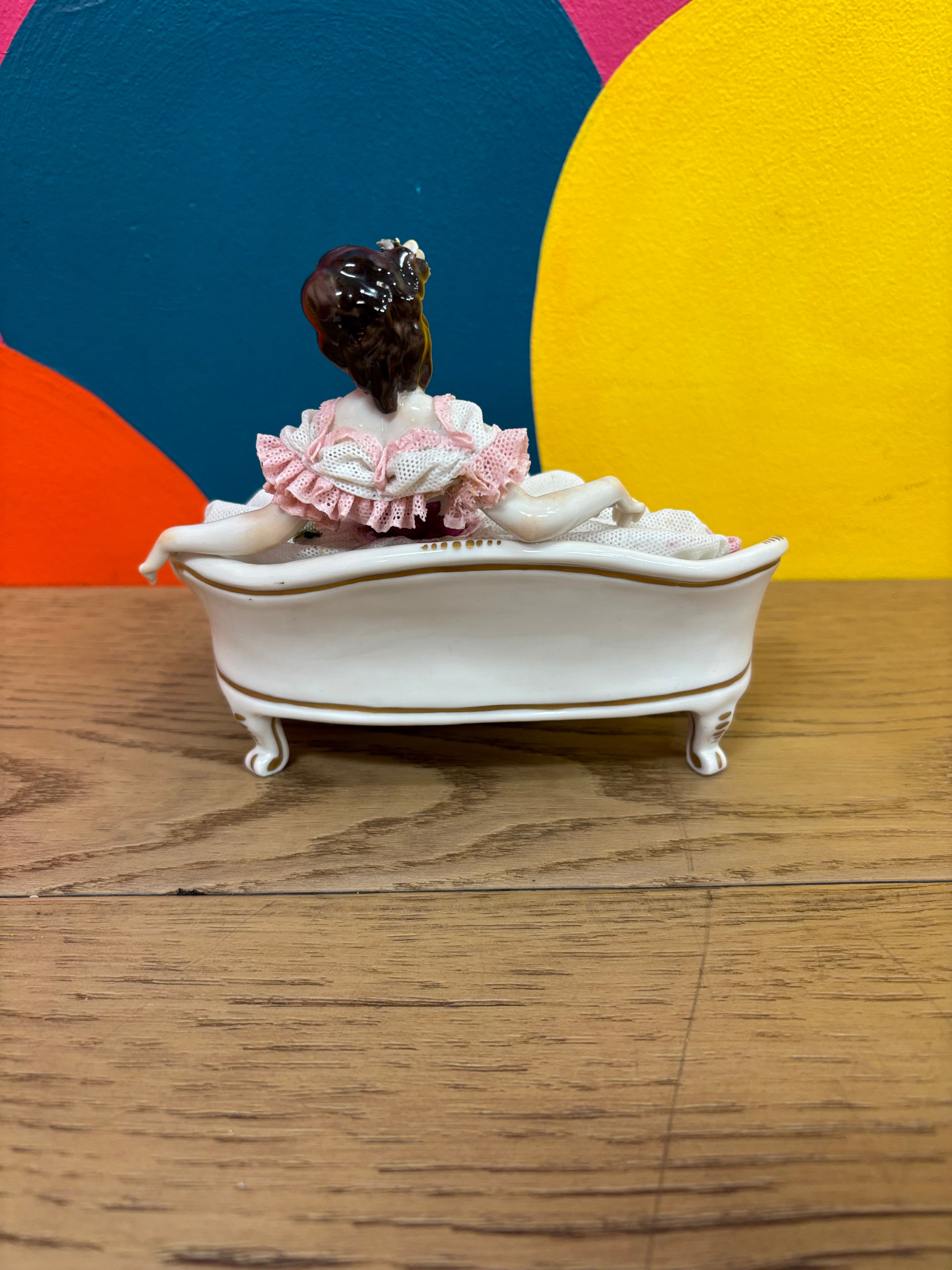 Volkstedt Dresden Lace Figure - Lady on a Couch