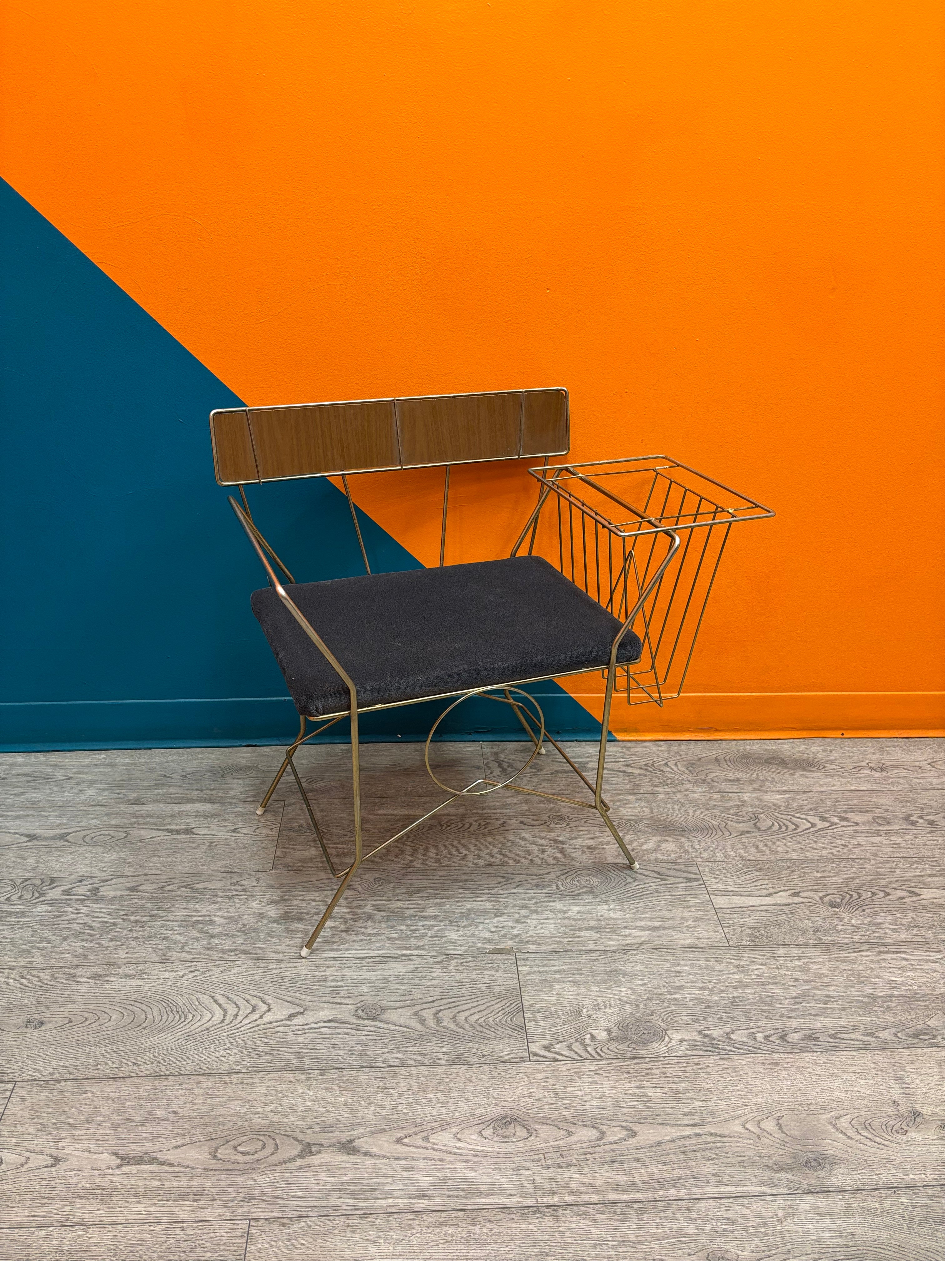 Metal Gossip Bench with Magazine Rack
