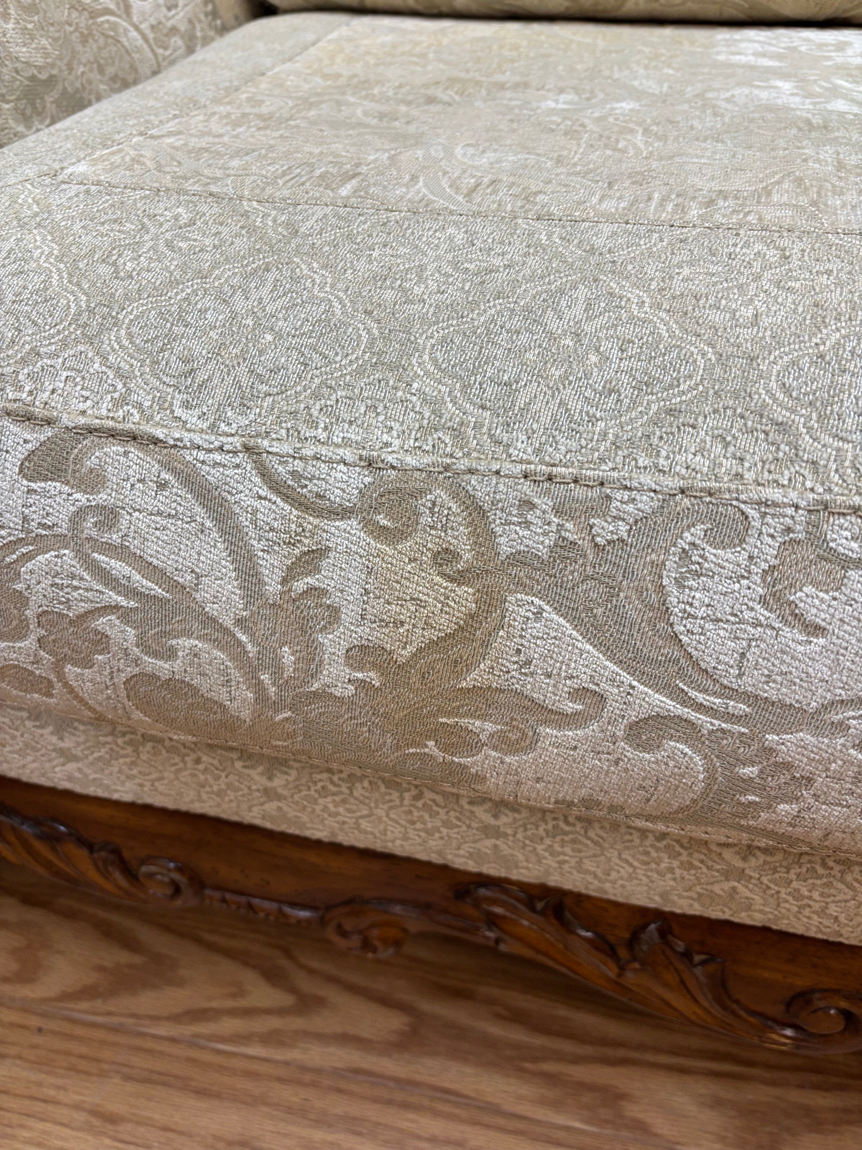 Fabric & Wood Carved Sofa