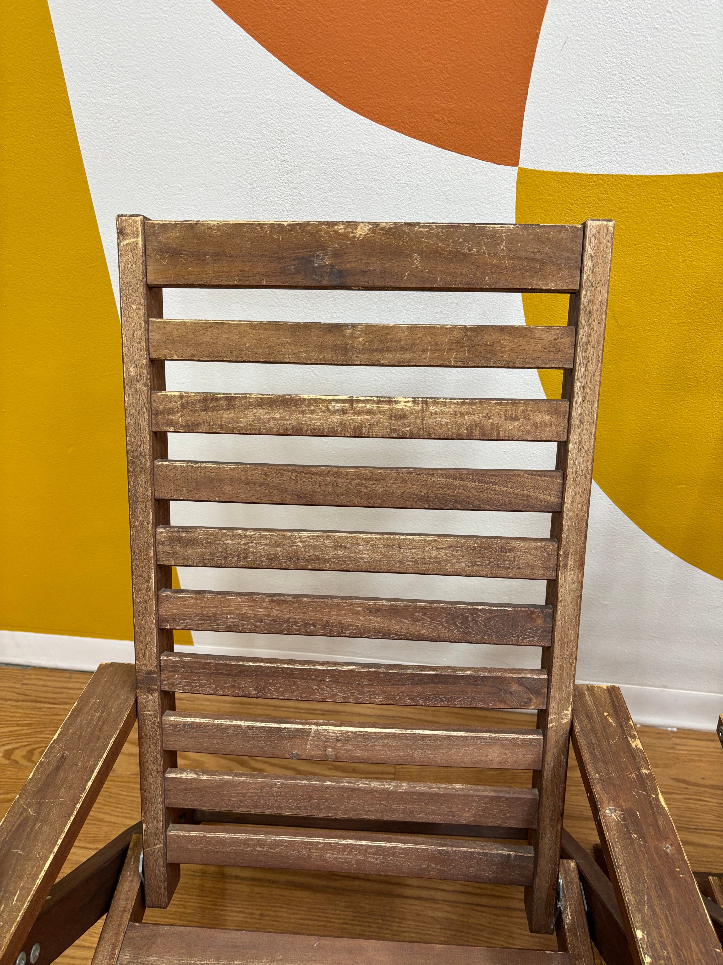 (2) Wood Folding Reclining Chairs