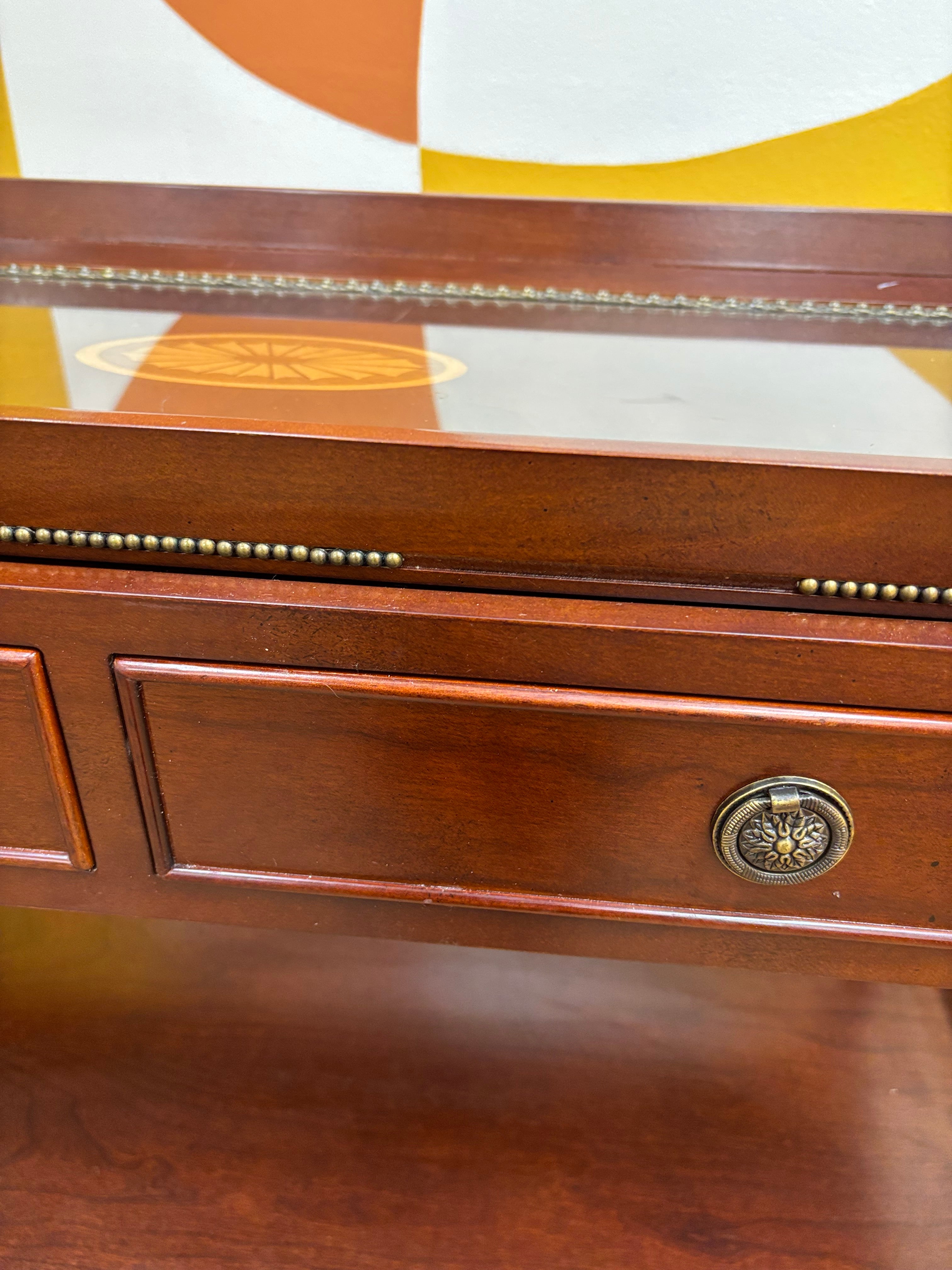 Mahogany Post Rolling Serving Cart