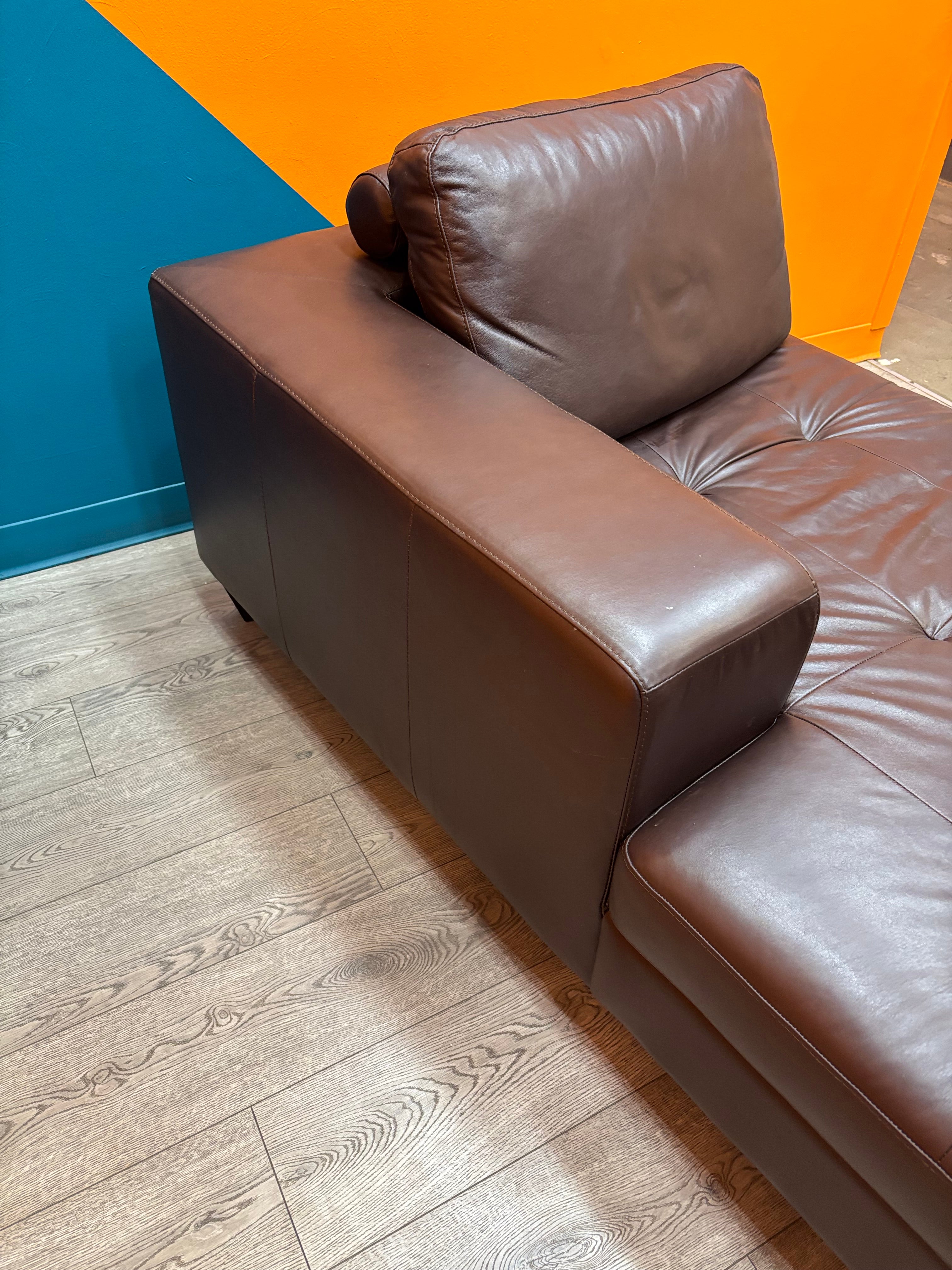 Brown Pleather Chaise Lounge