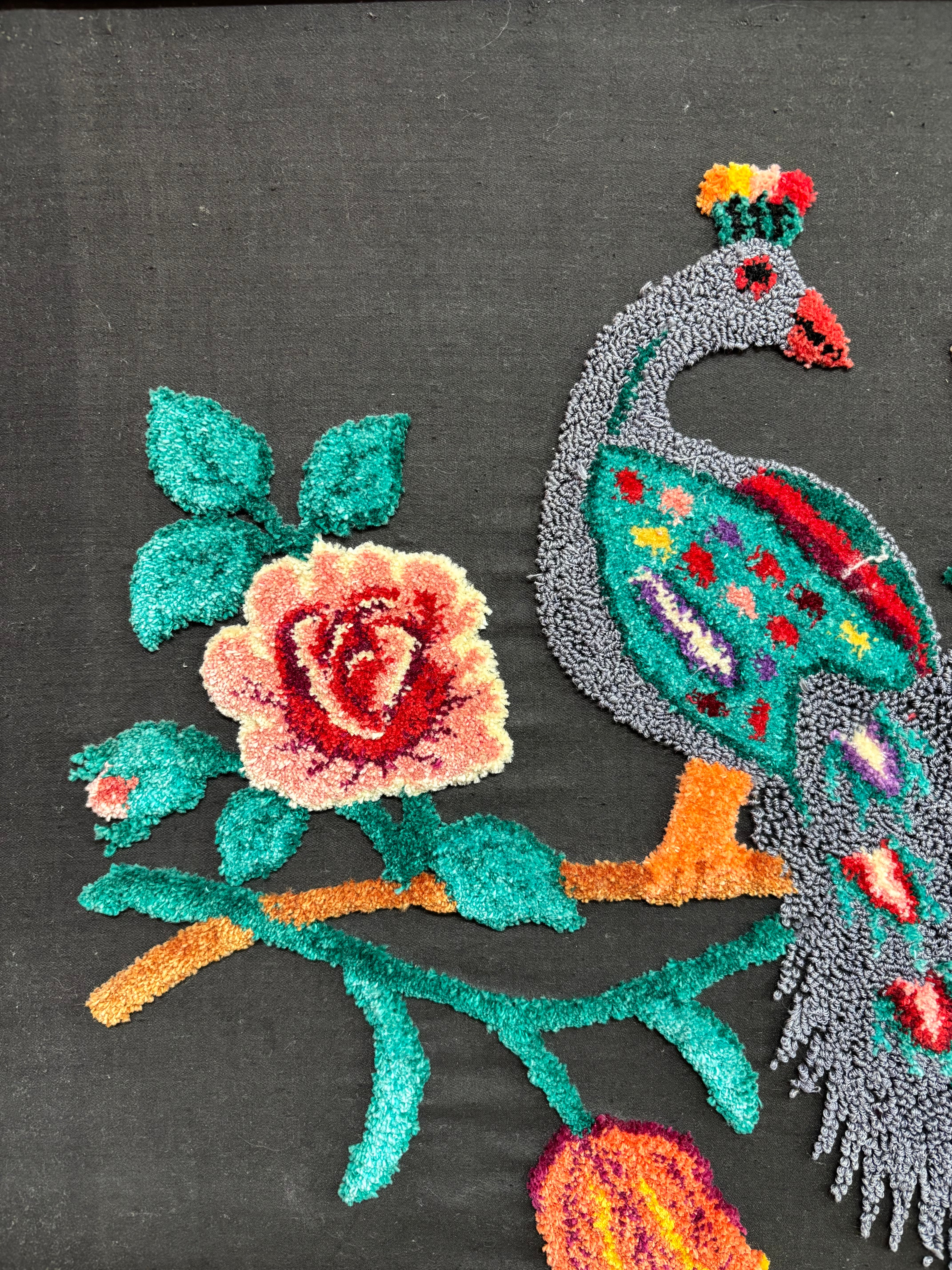 Embroidered Peacock Art Piece