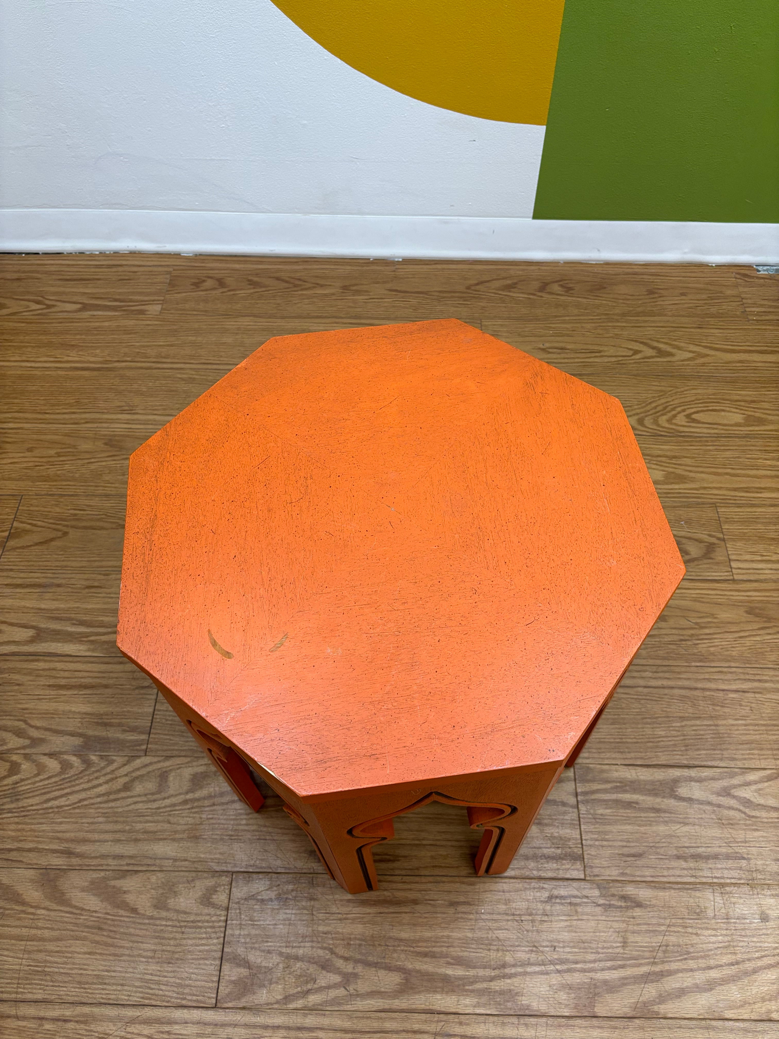 Orange Wood Side Table