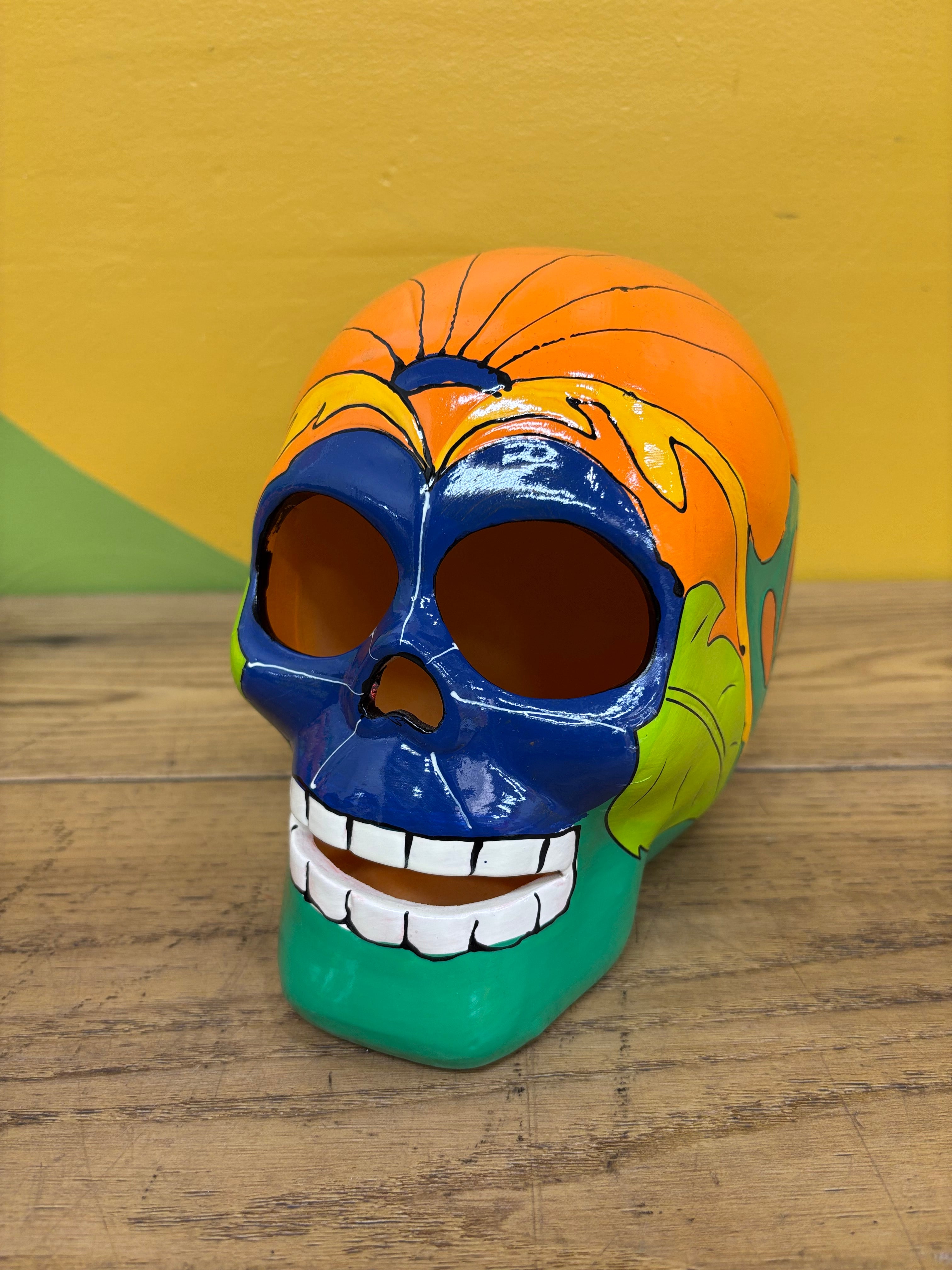 Painted Pumpkin & Skeleton Head