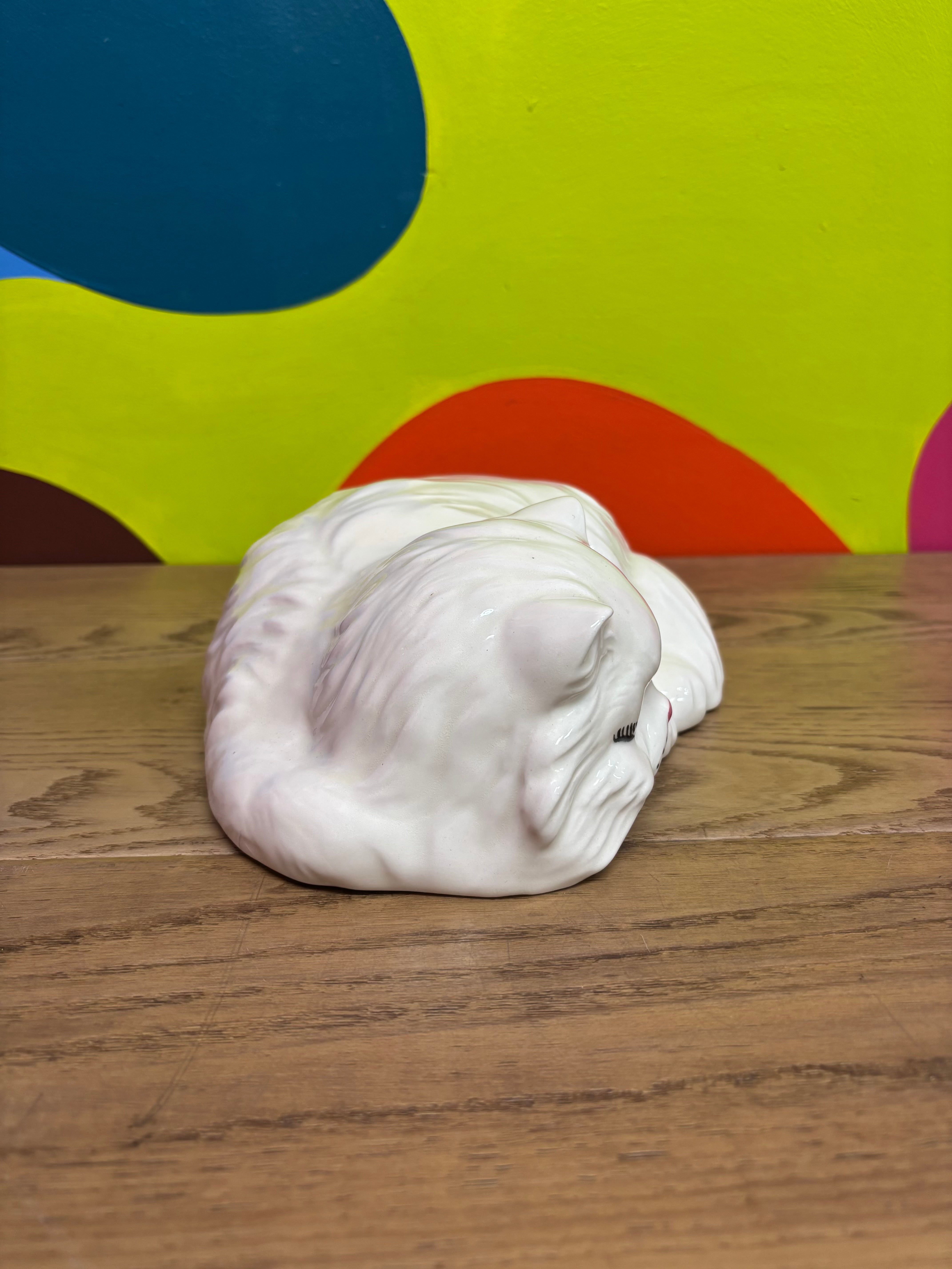 Ceramic Sleeping Cat Statue