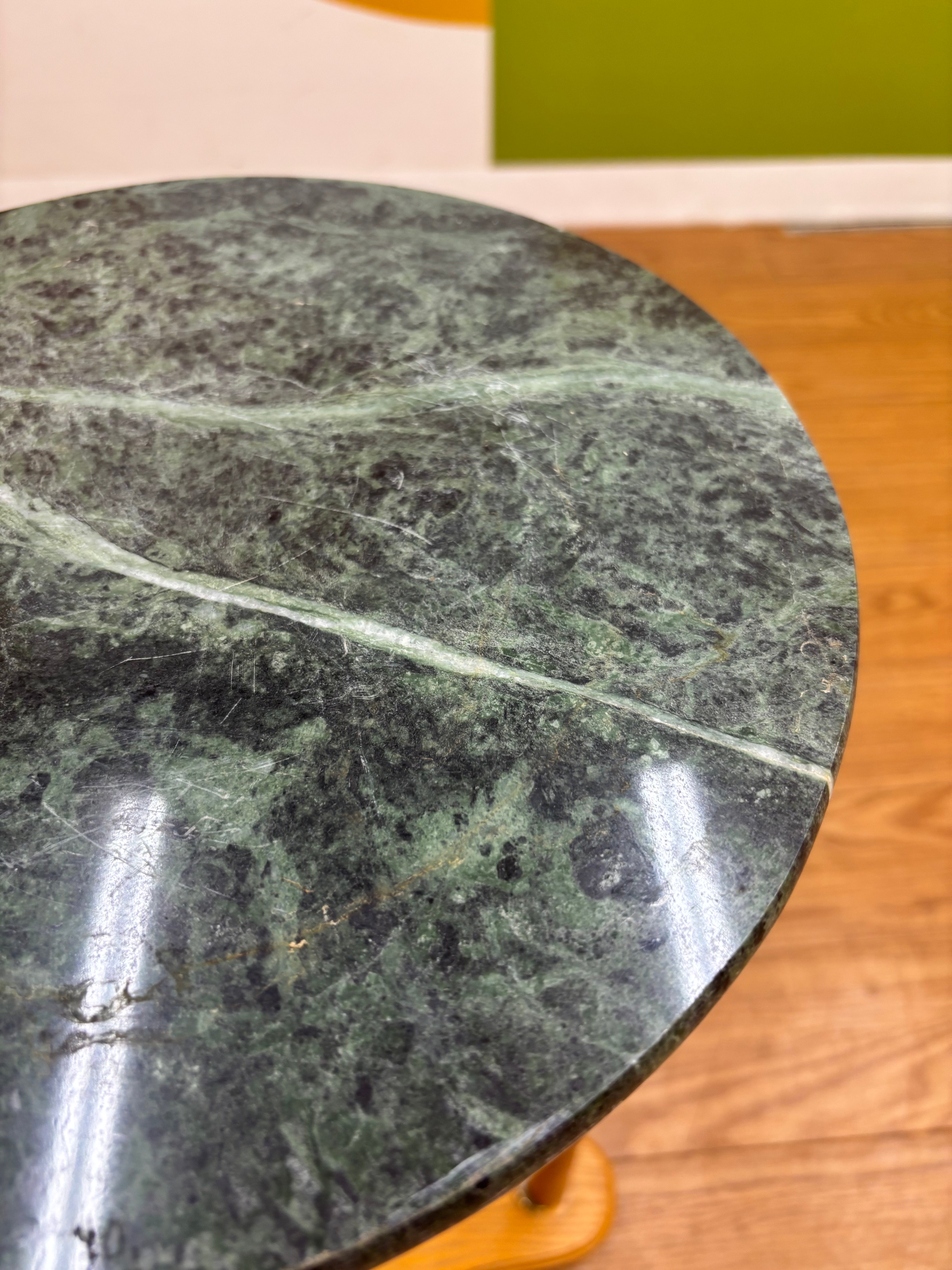 Wood Side Table with Marble Top