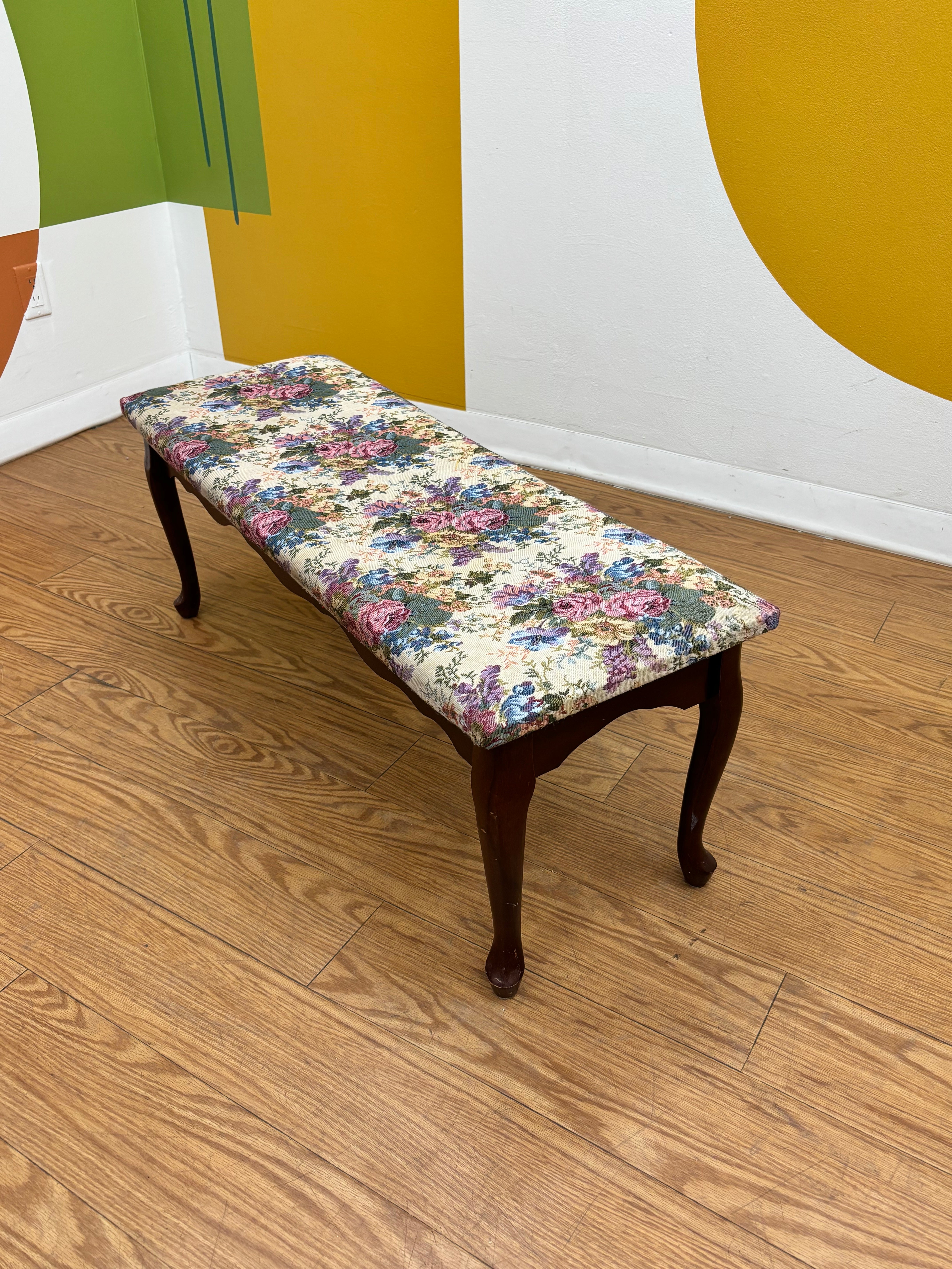 Floral Tapestry Accent Bench