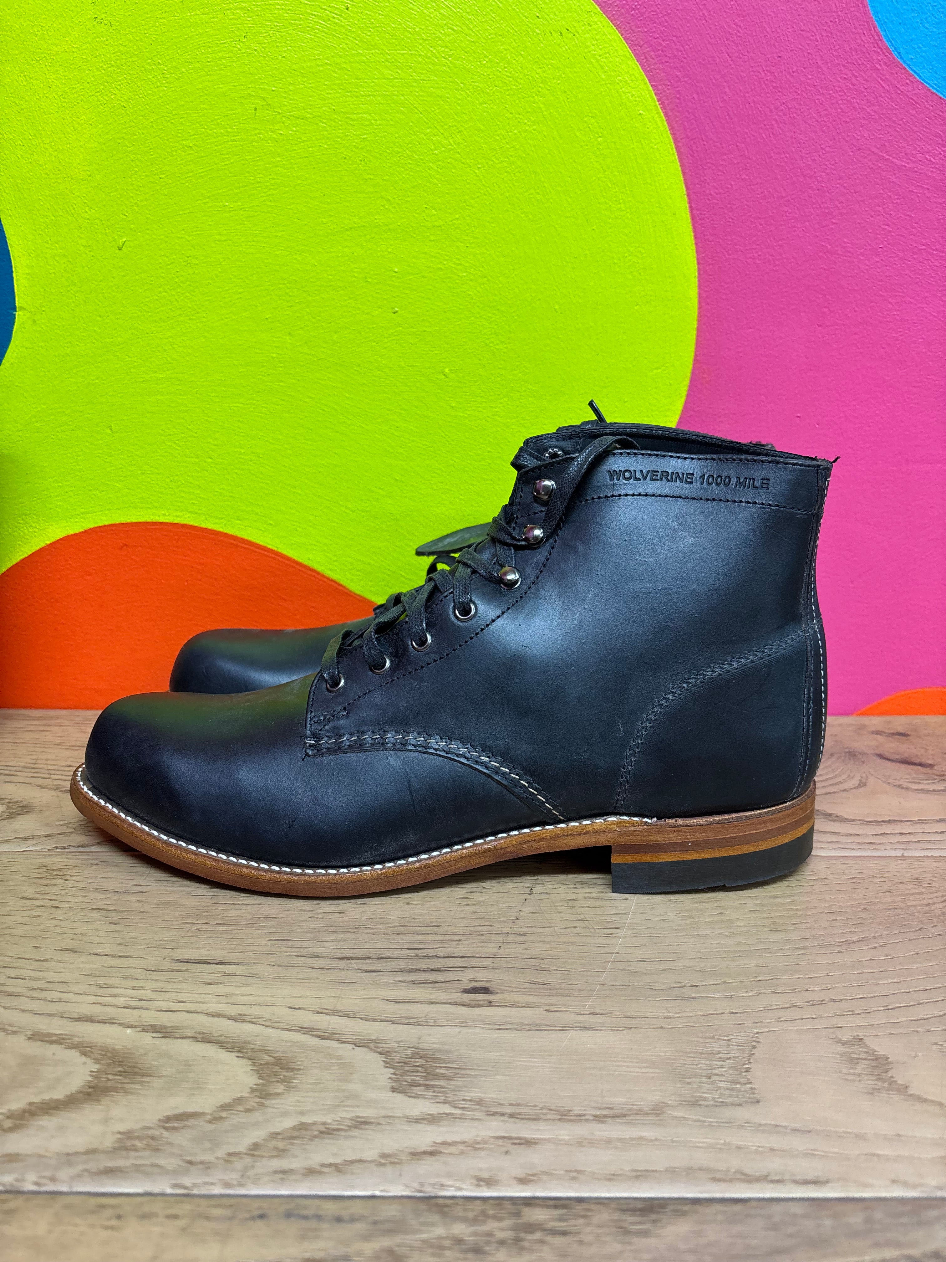 Wolverine 1000 Mile Black Leather Boots - Size 12
