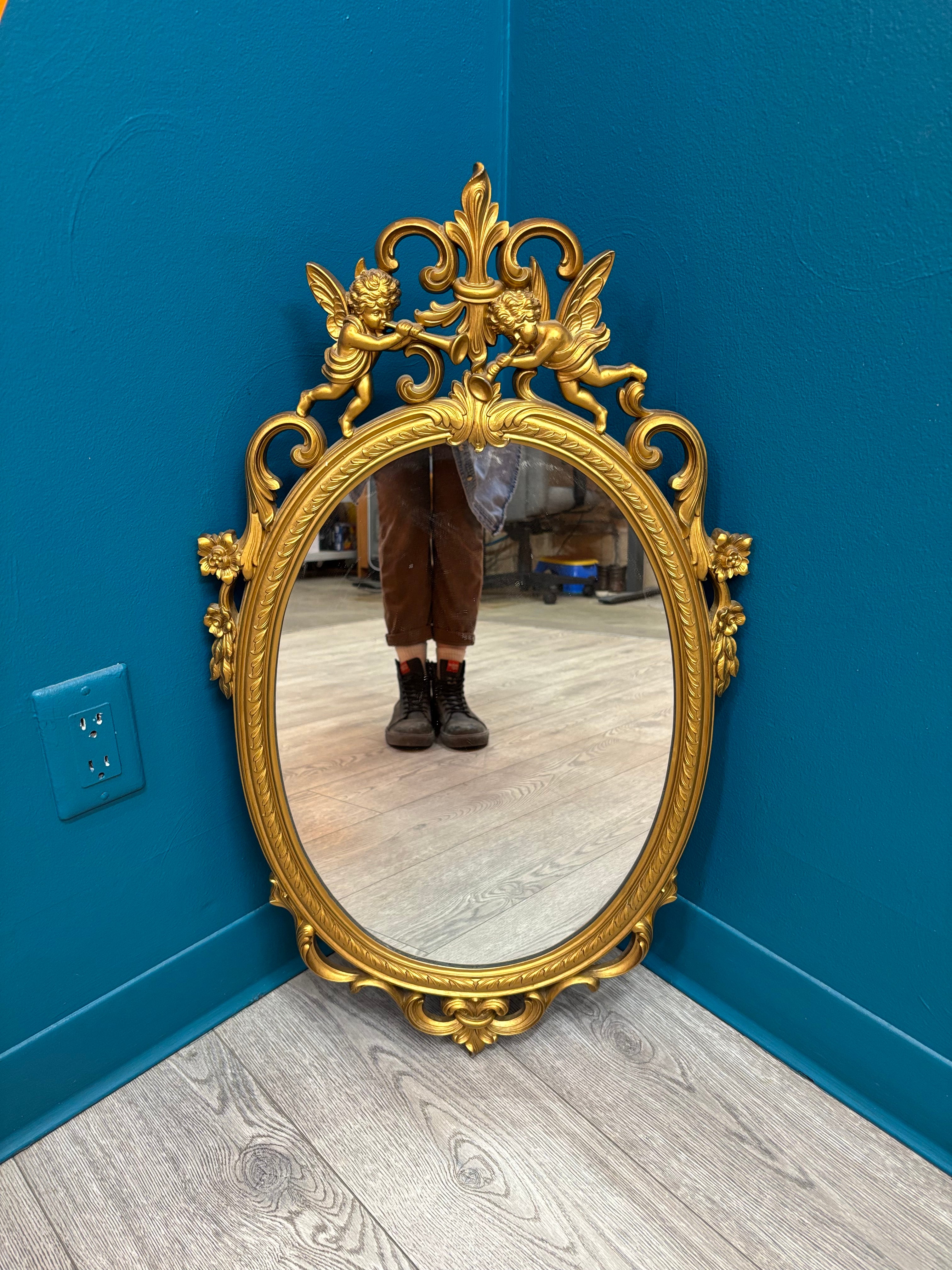 Oval Gold Cherub Mirror