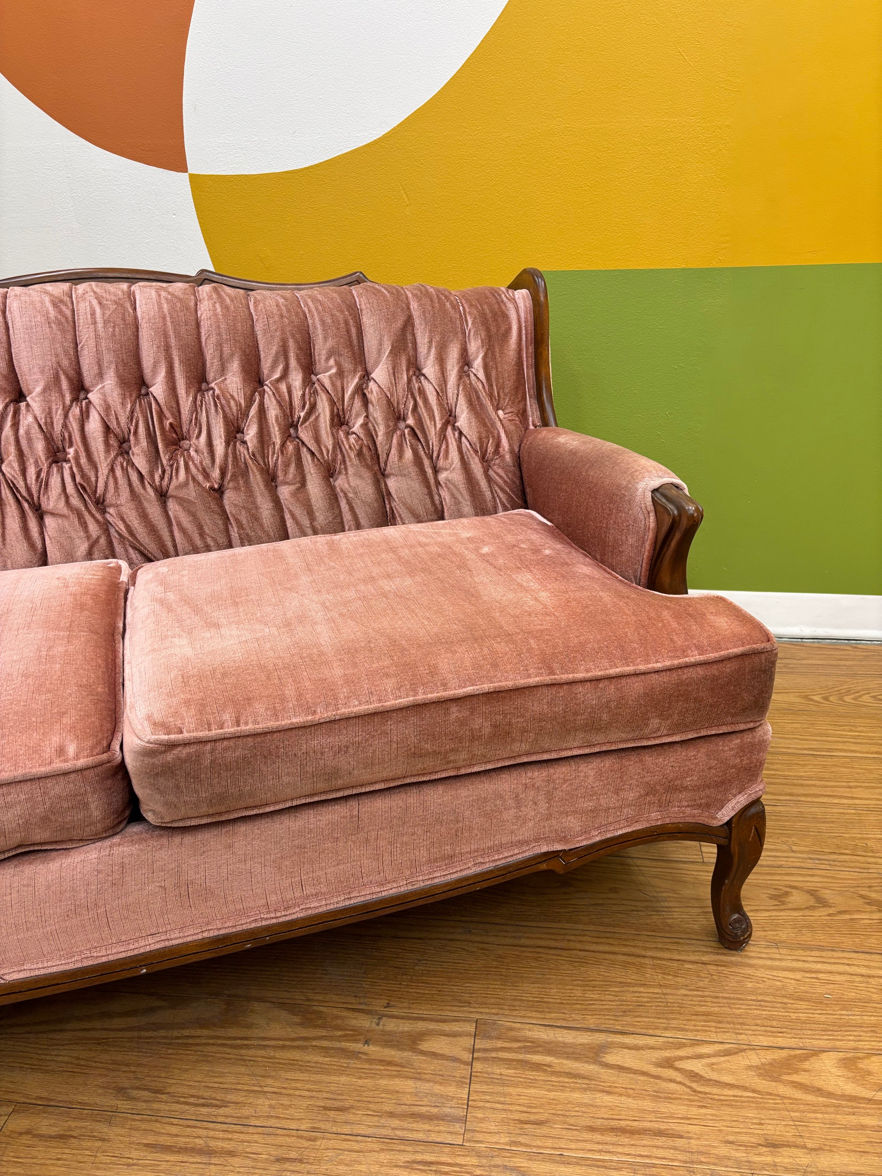 Tufted Pink Loveseat