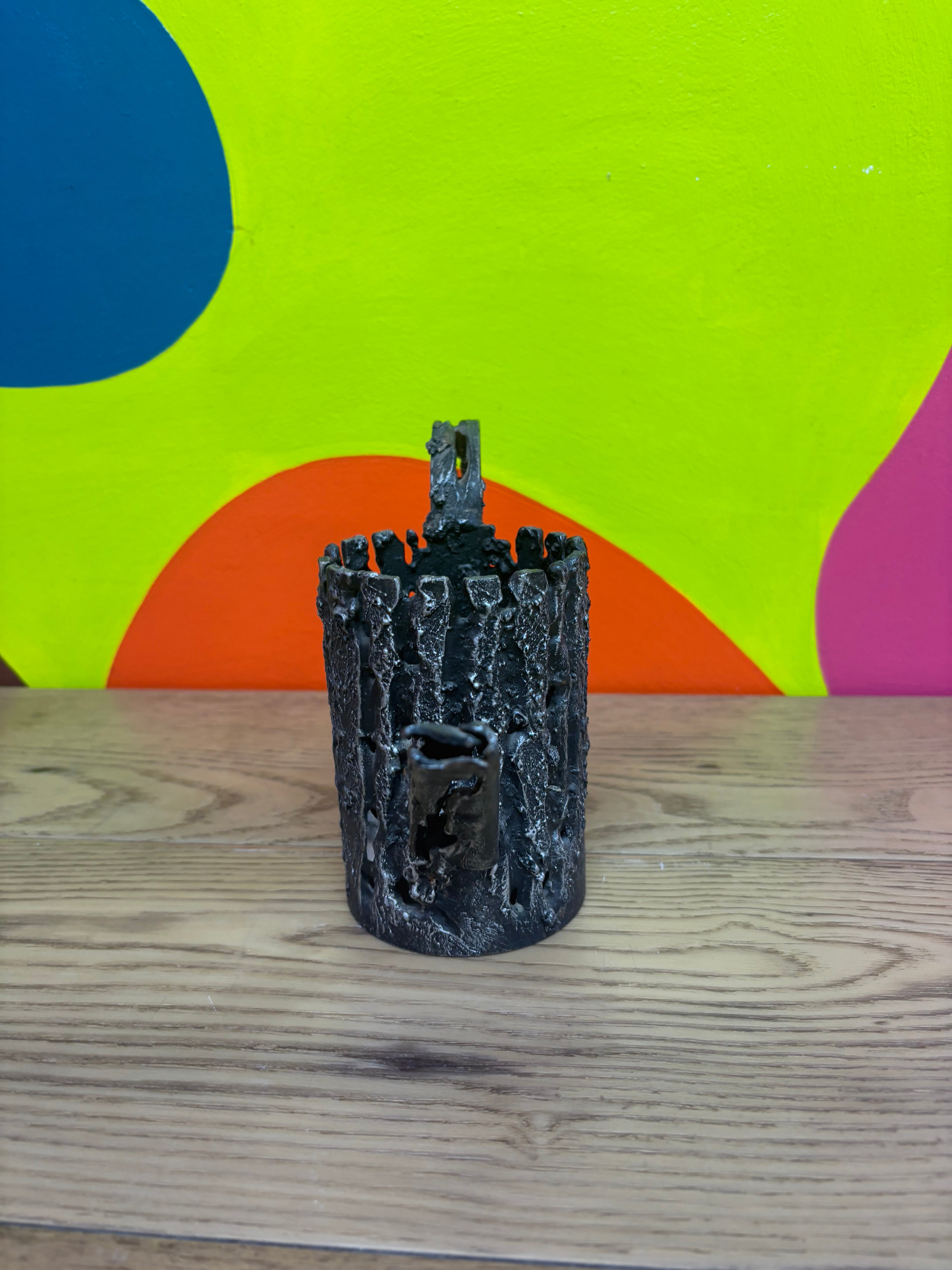 Metal Watering Can Tree Trunk Candle Holder