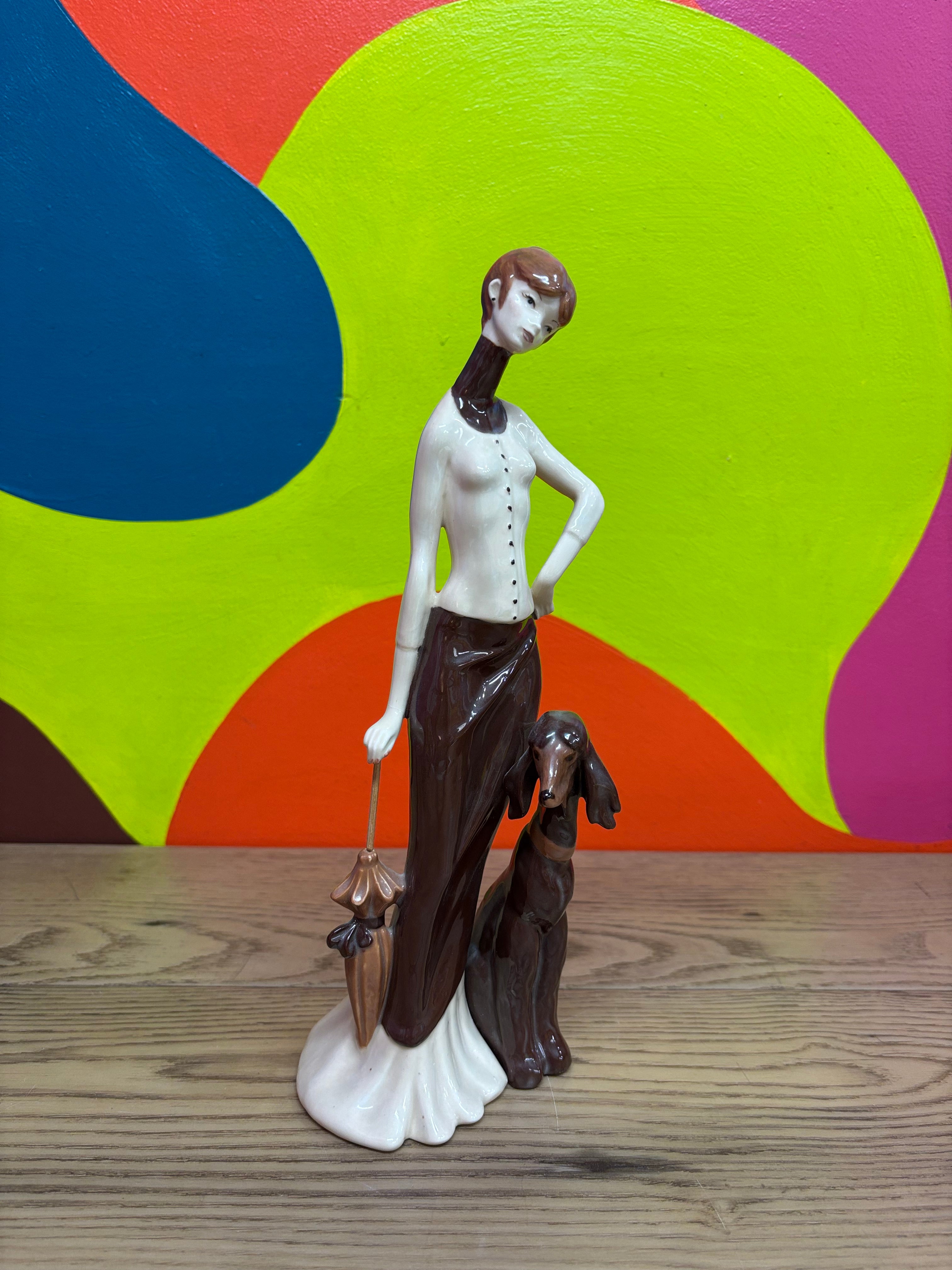 Lady & Dog Figurine