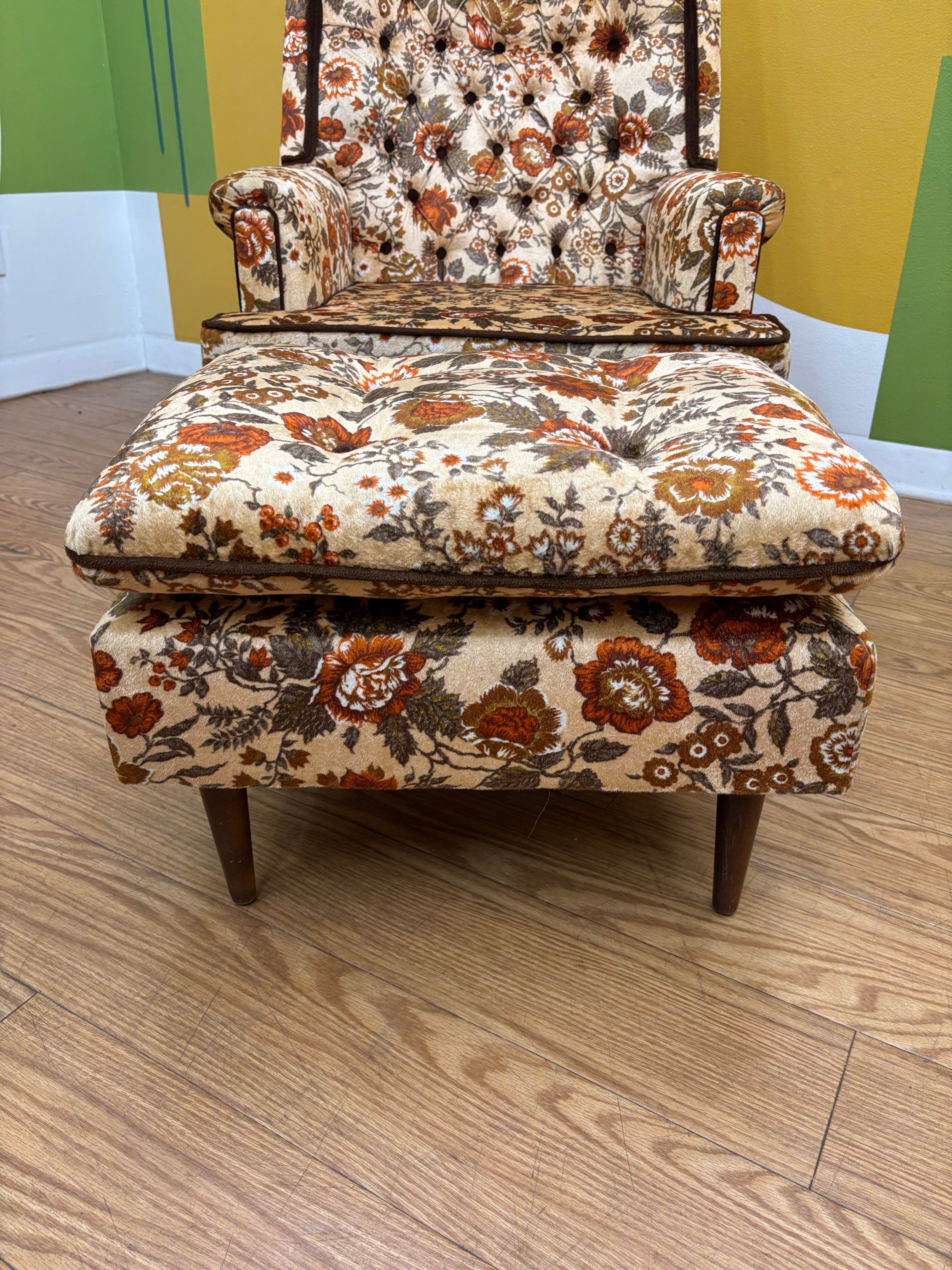Floral Armchair & Ottoman