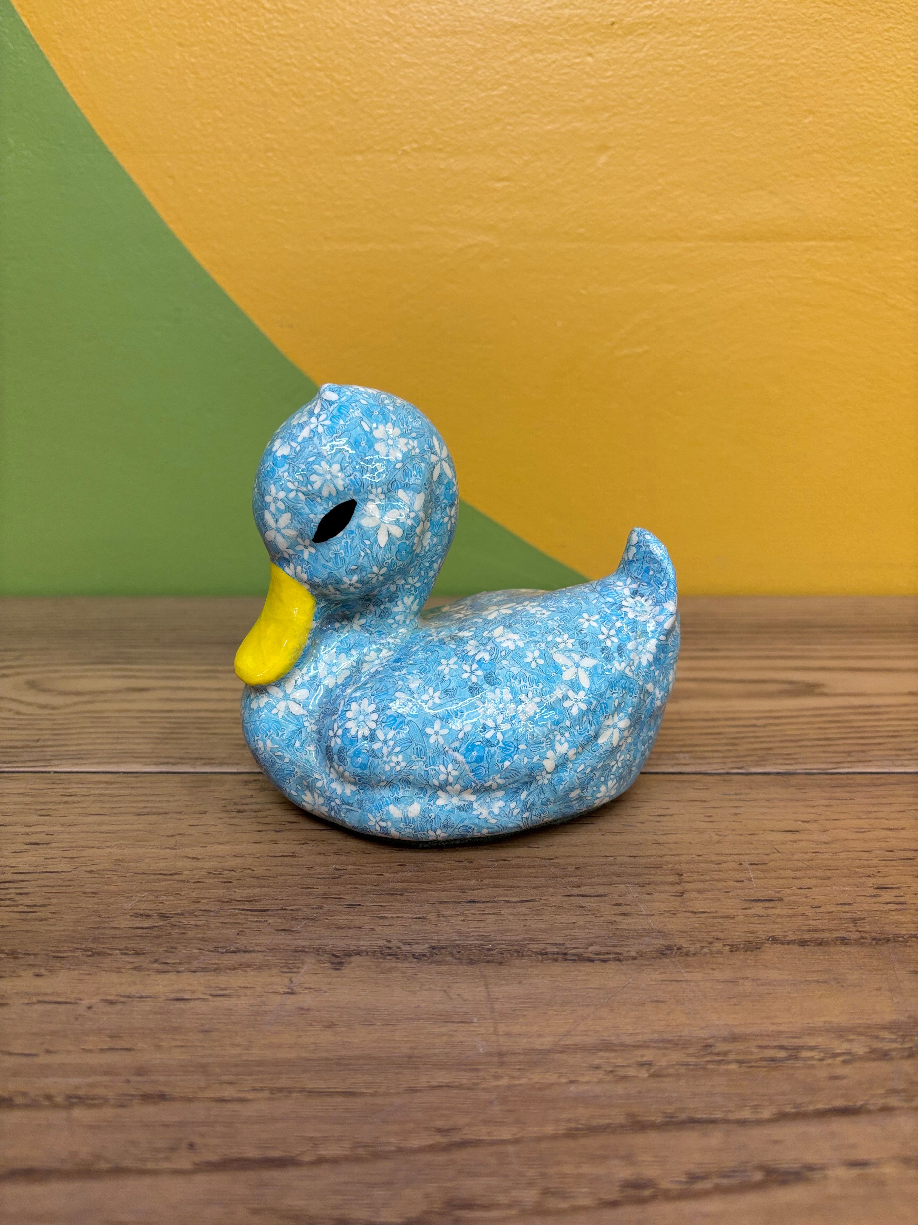 Floral Blue Duck