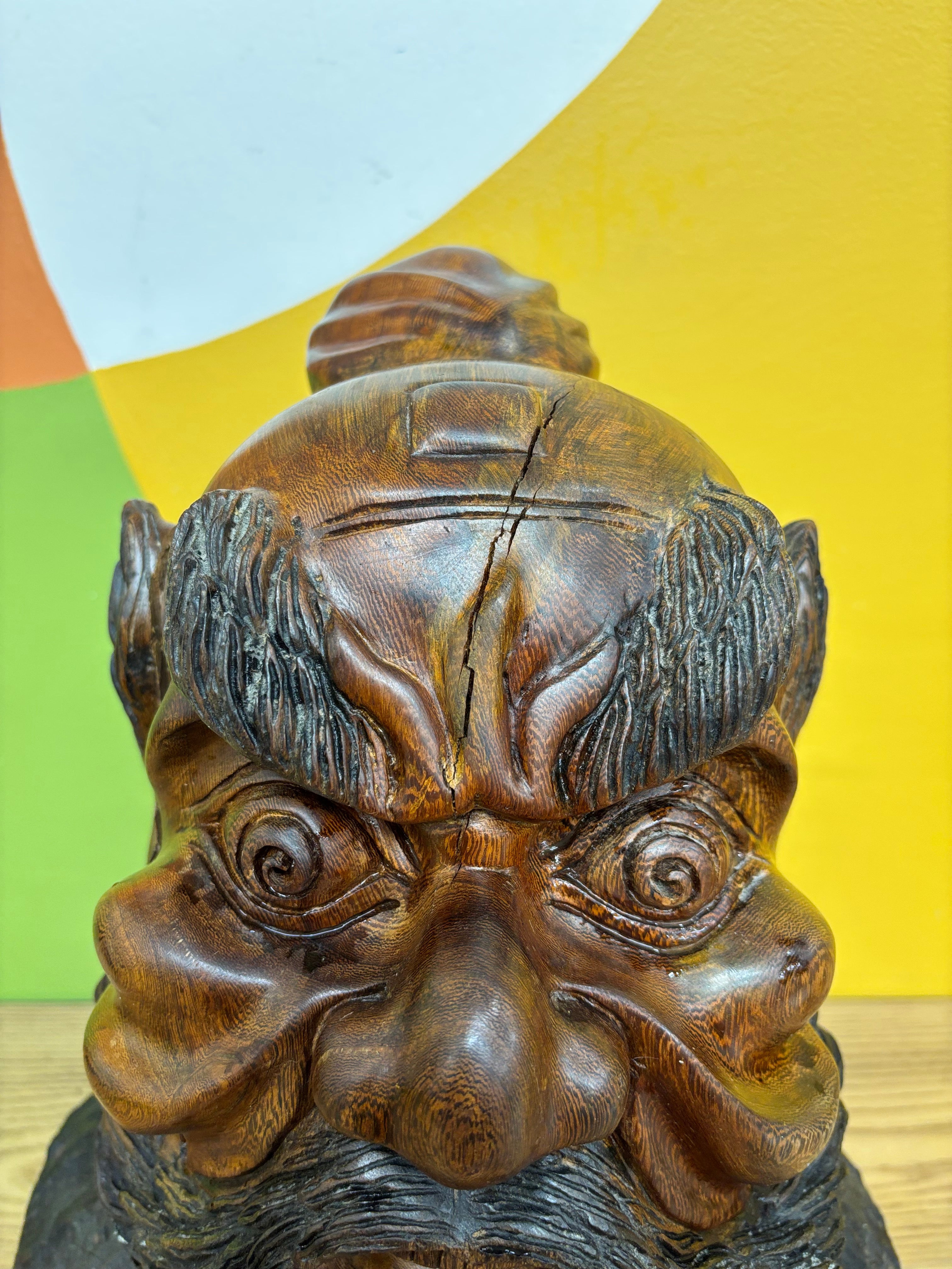 Wood Carved Head Sculpture