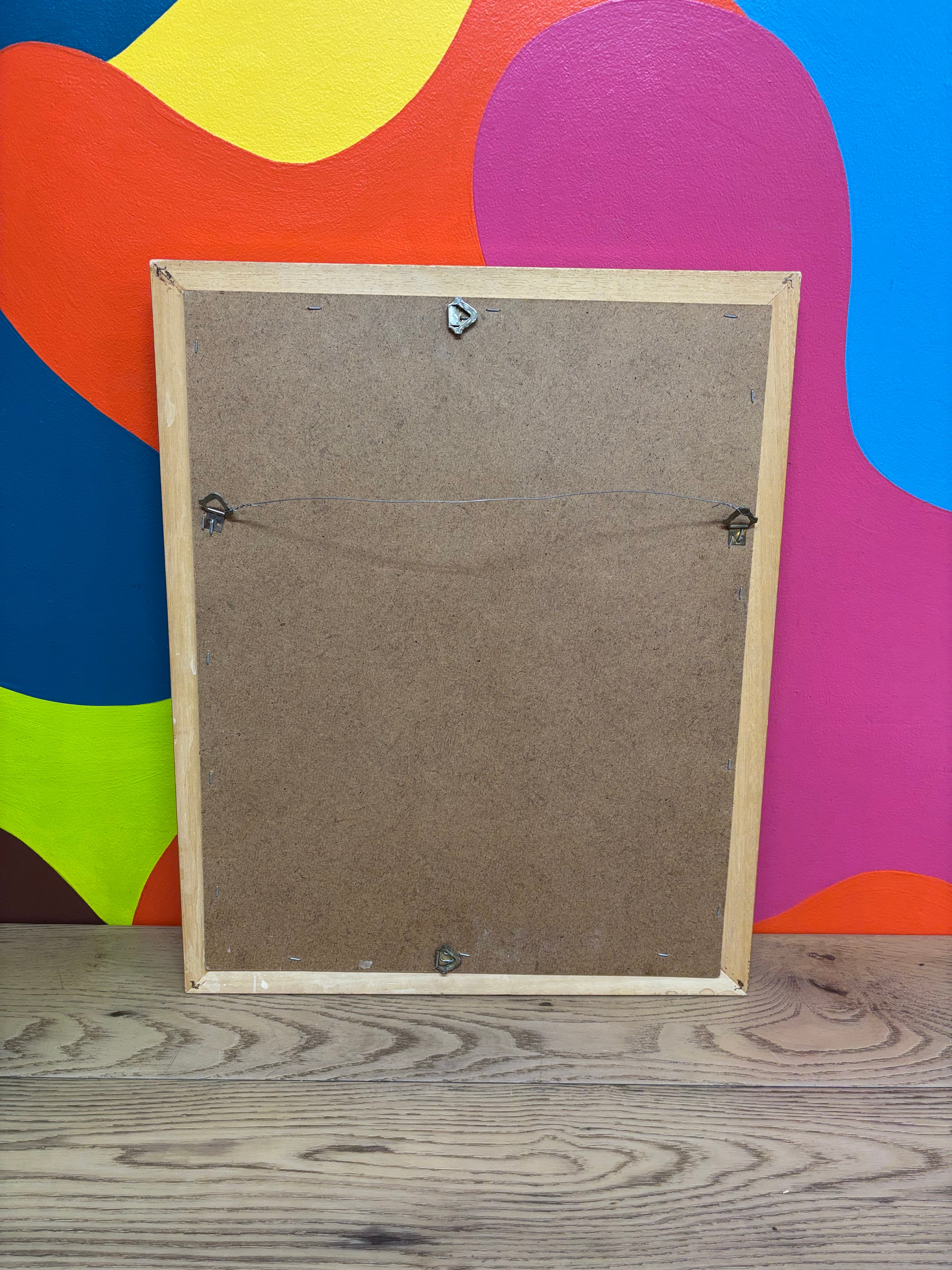 Navy Floral Framed Mirror