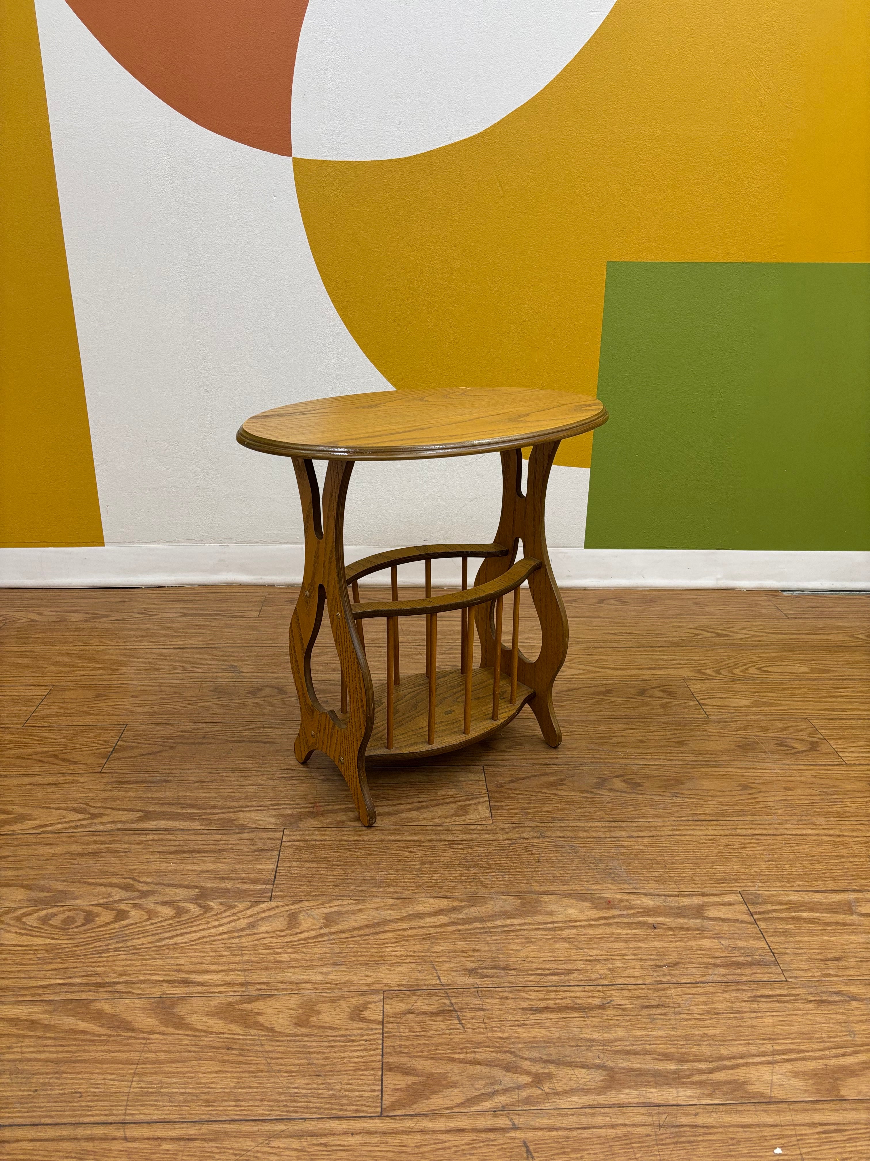 Wood End Table with Bottom Storage