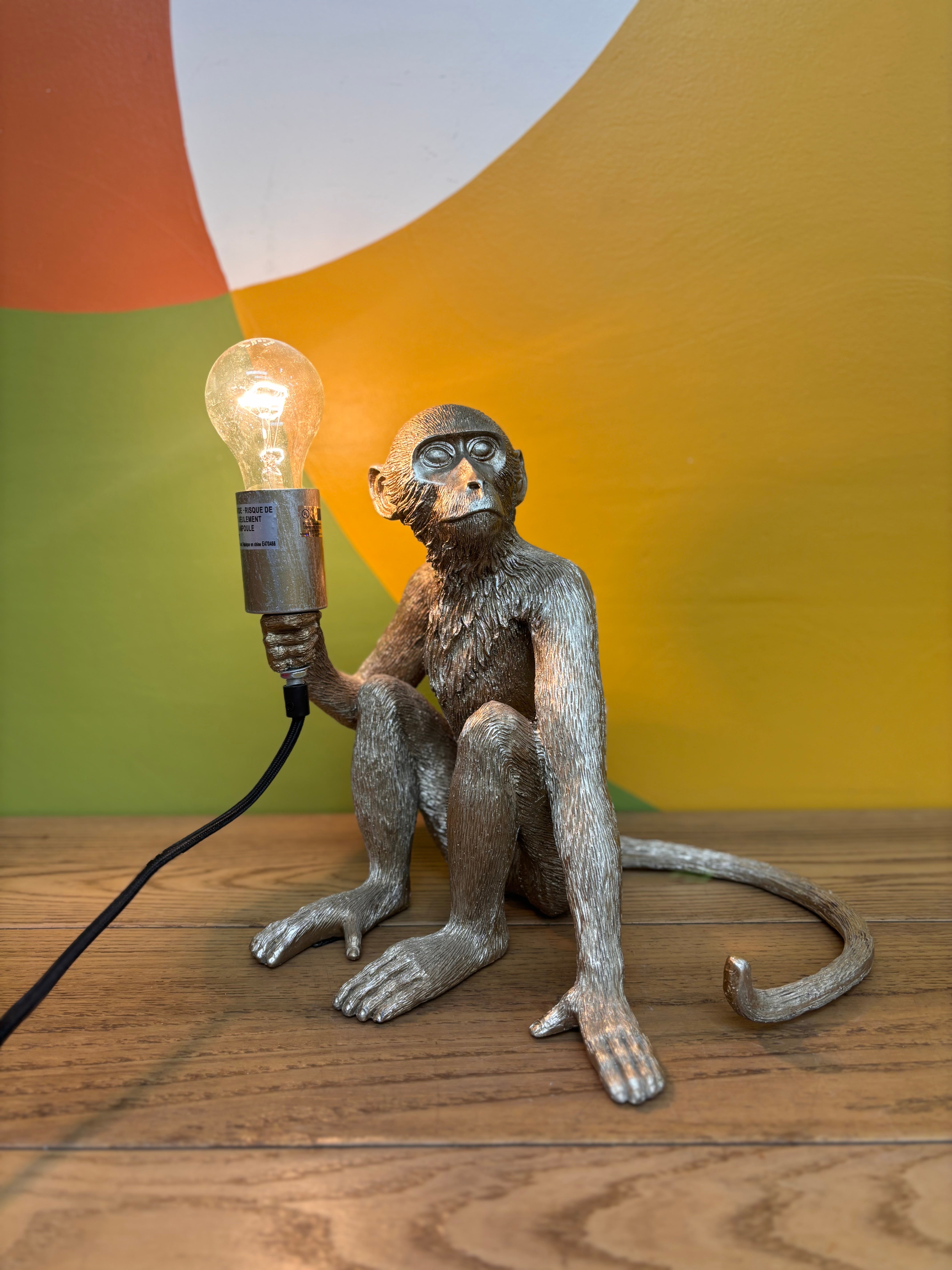 Silver Monkey Lamp