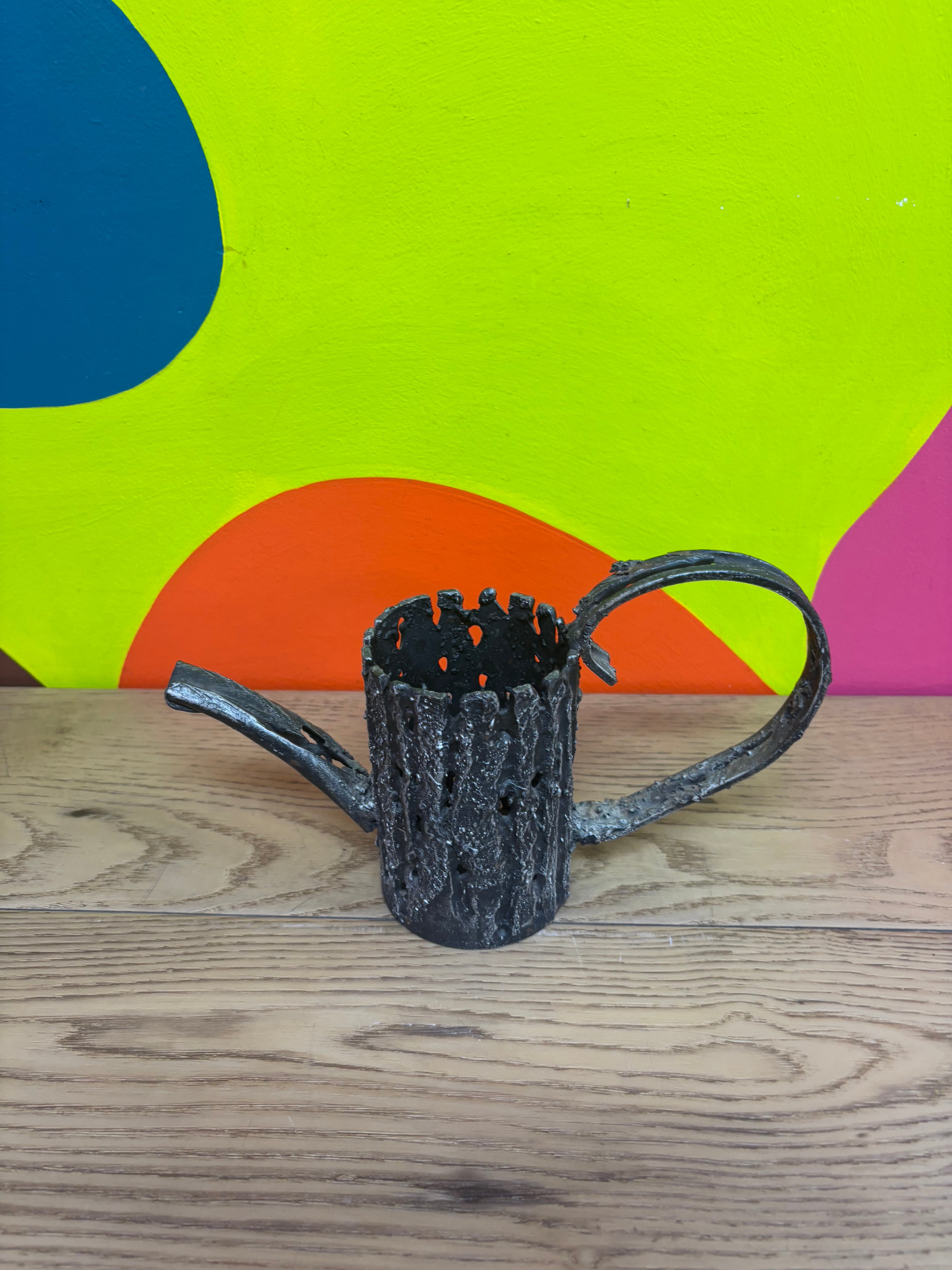 Metal Watering Can Tree Trunk Candle Holder