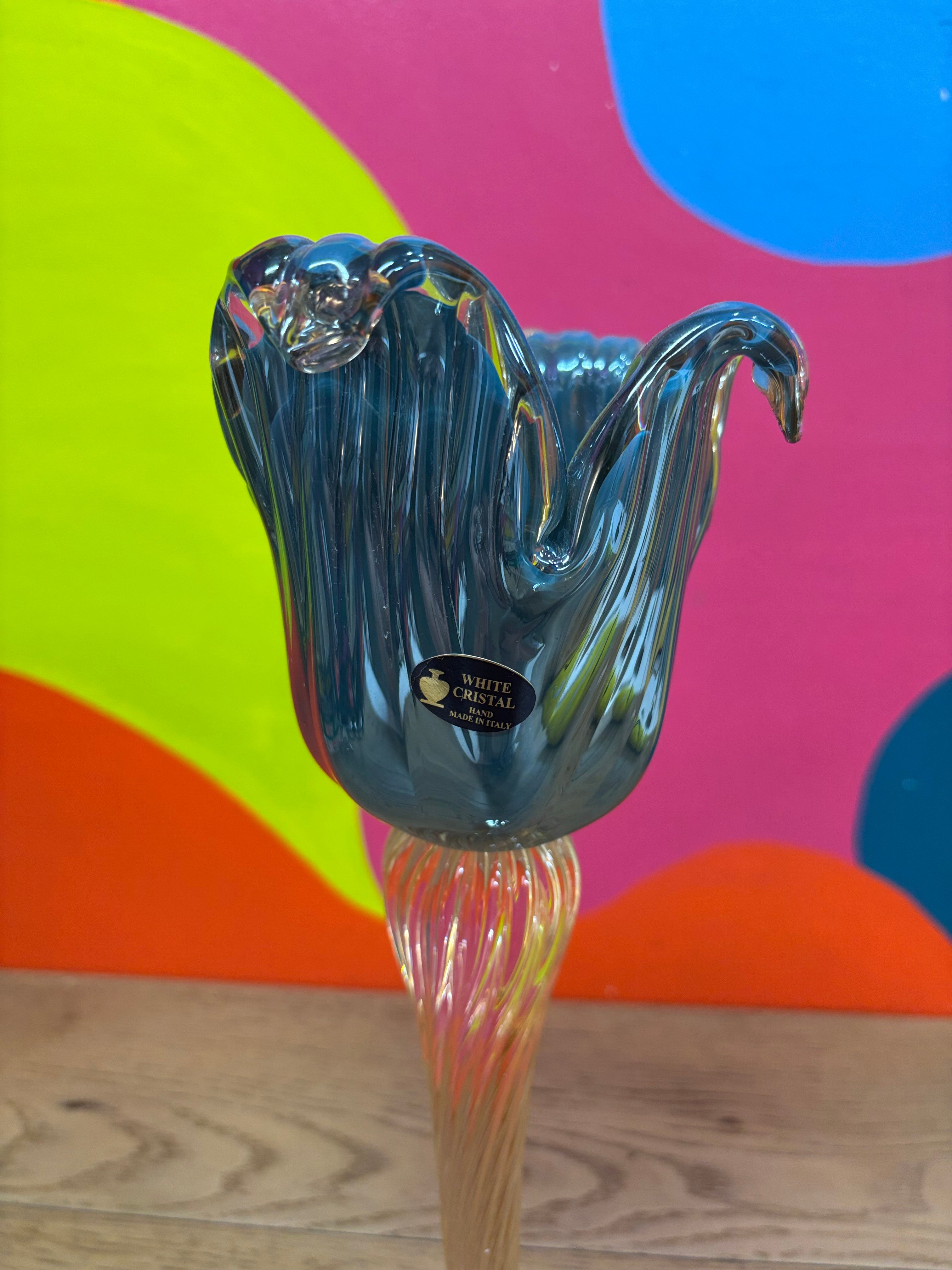 Tall Murano Glass Tulip Candle Holder #1