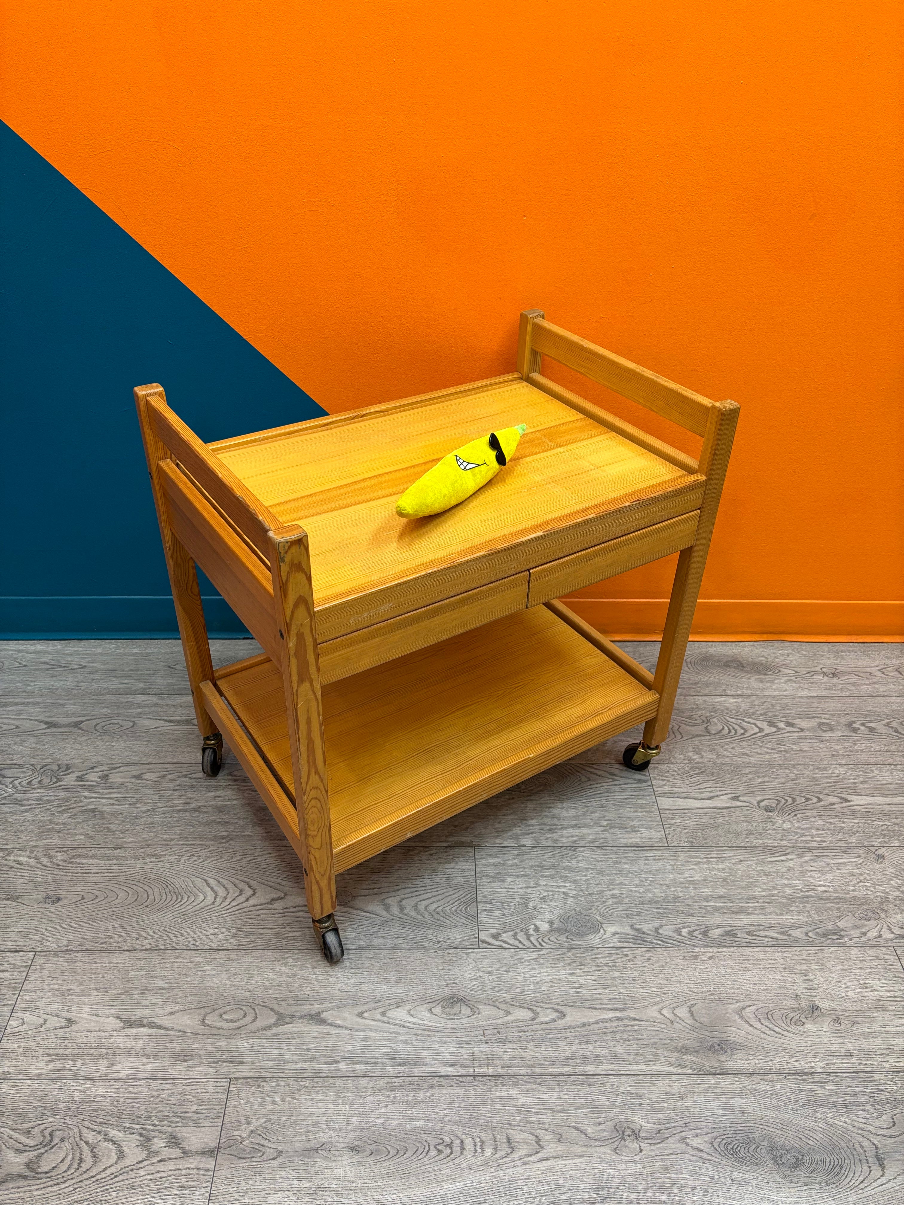 Wood Rolling Cart with Drawers