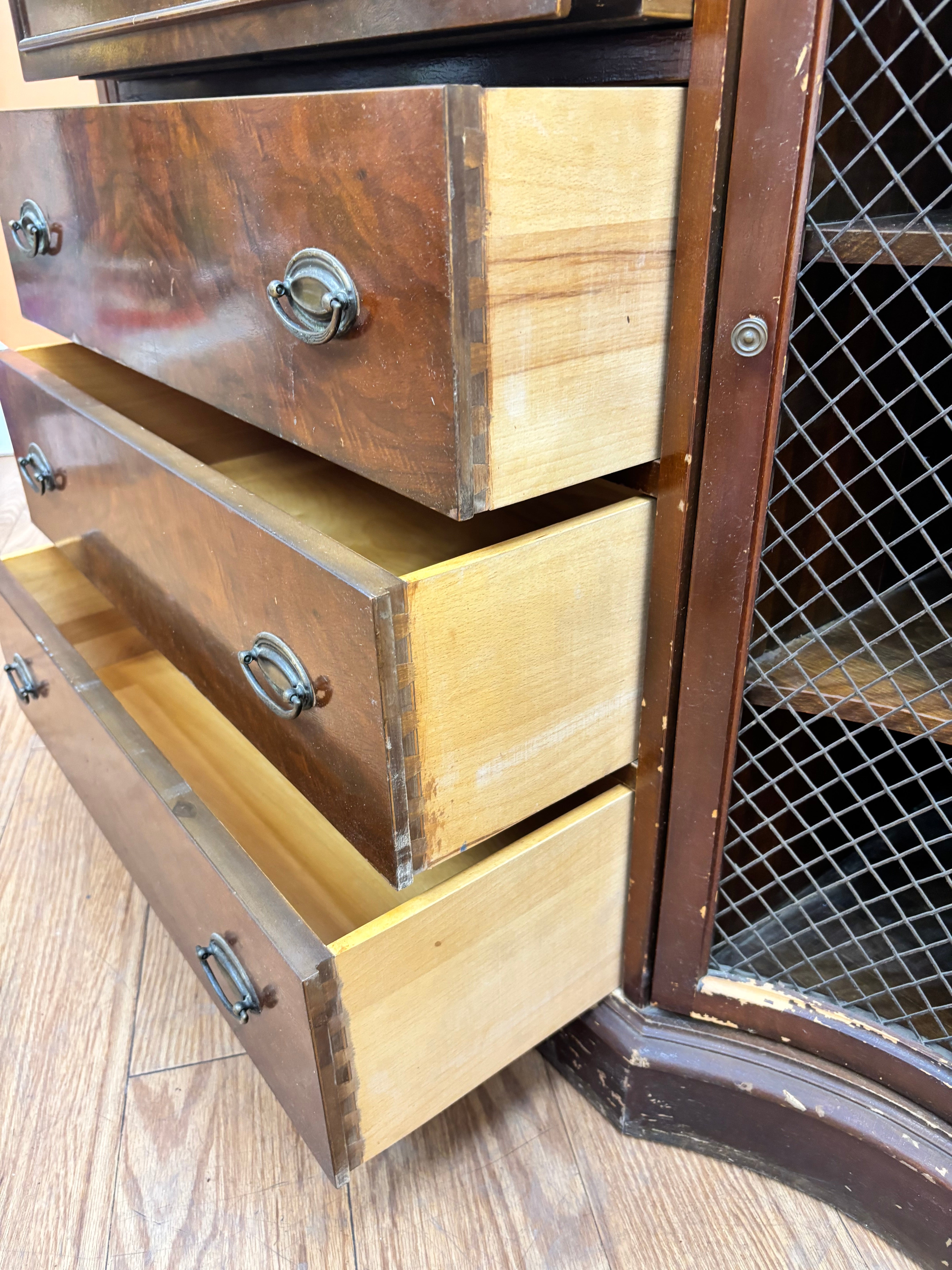 Wood Cabinet with Drop Down Drawer