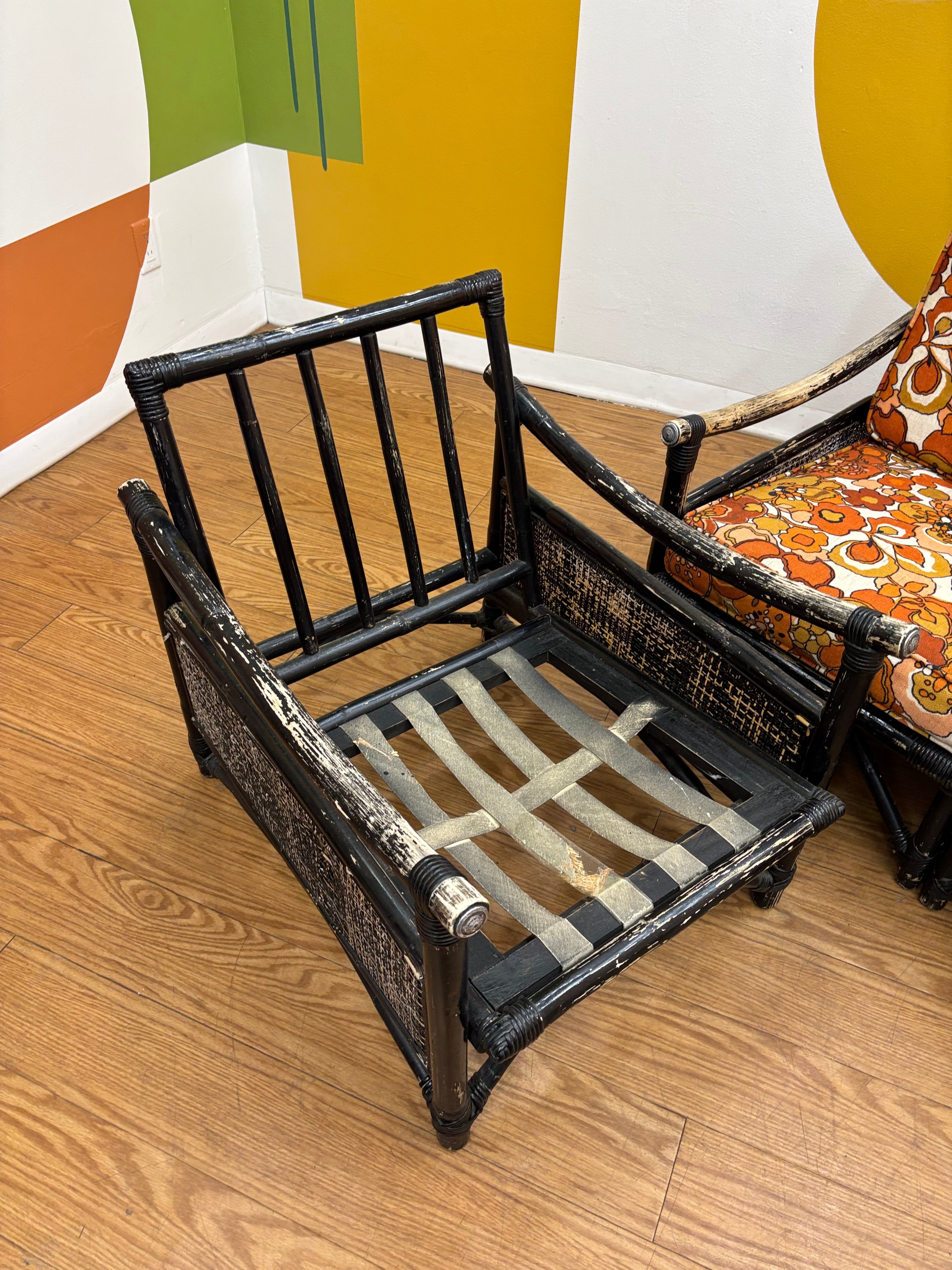 Rattan Loveseat & Matching Armchair