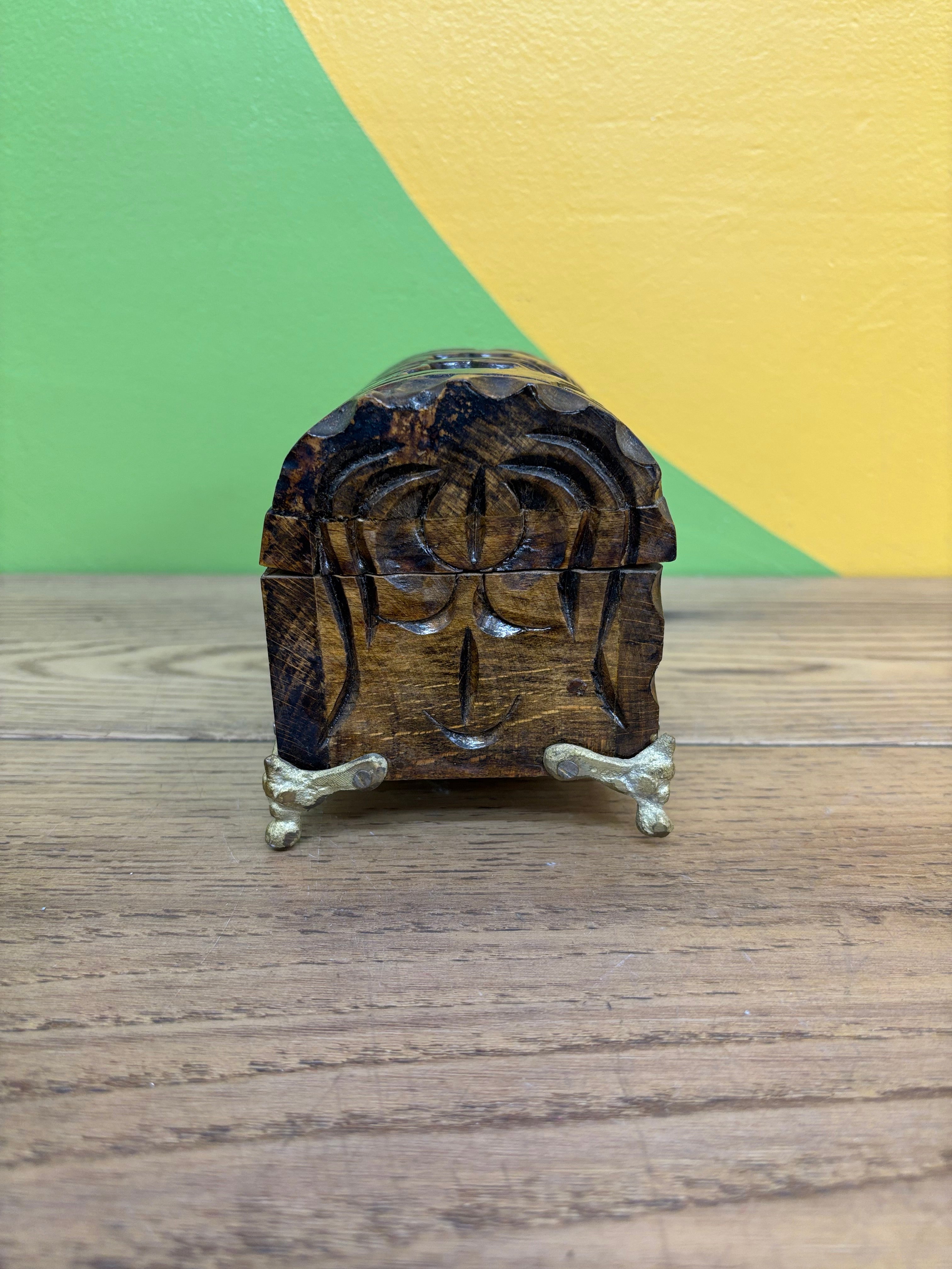 Small Wood Carved Jewlery Box