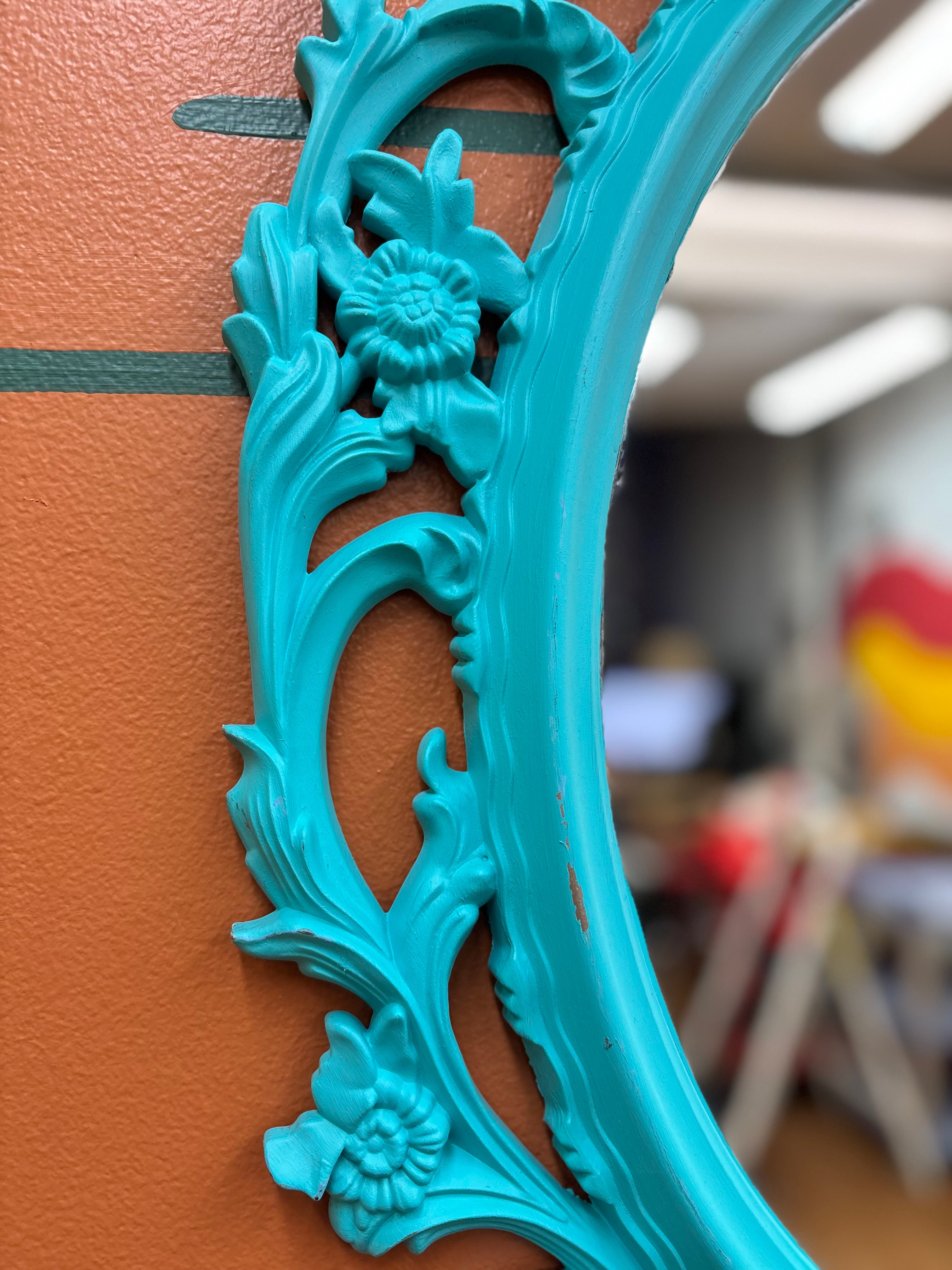 Teal Oval Wall Mirror