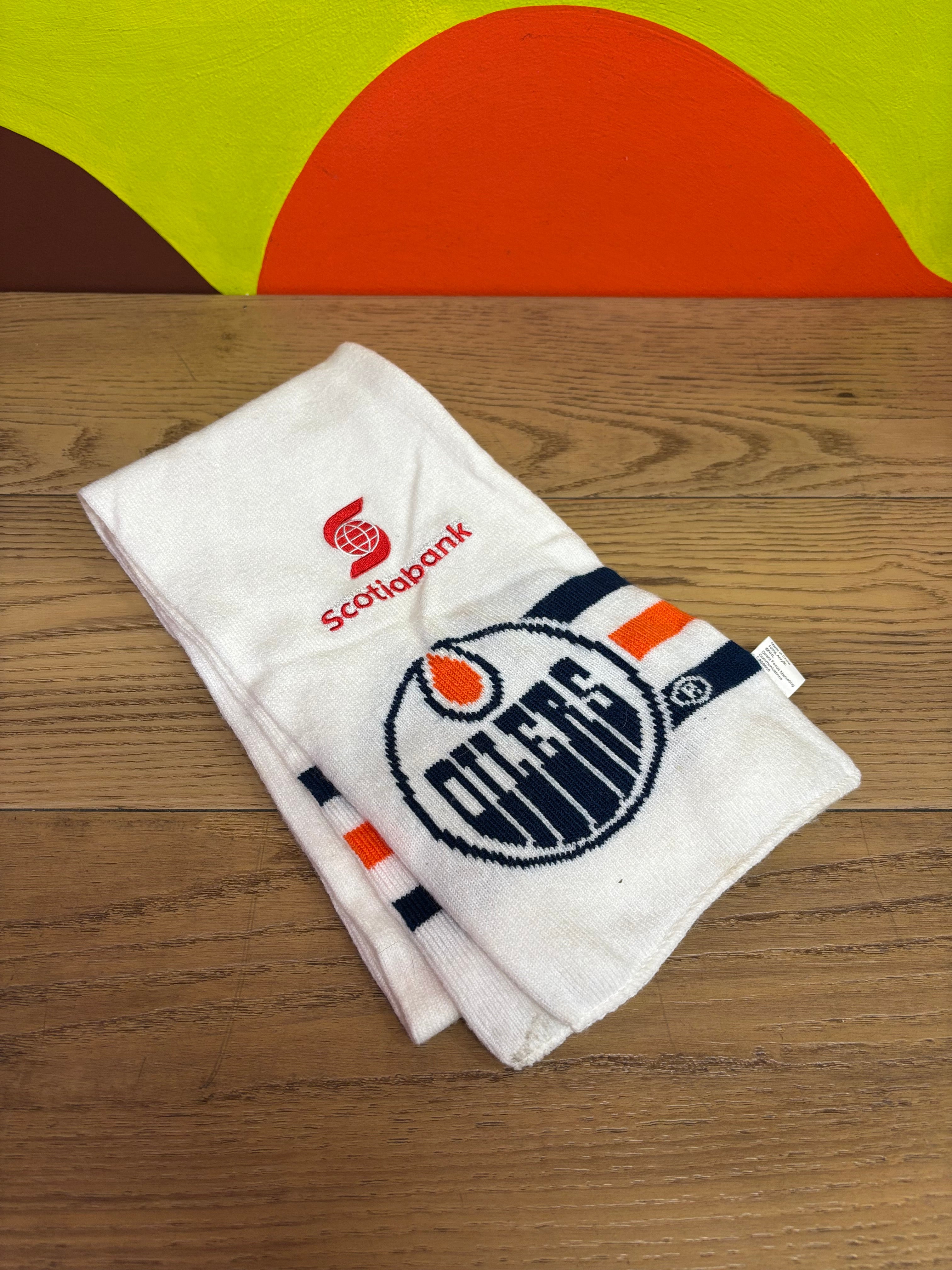 White Oilers Scotiabank Scarf