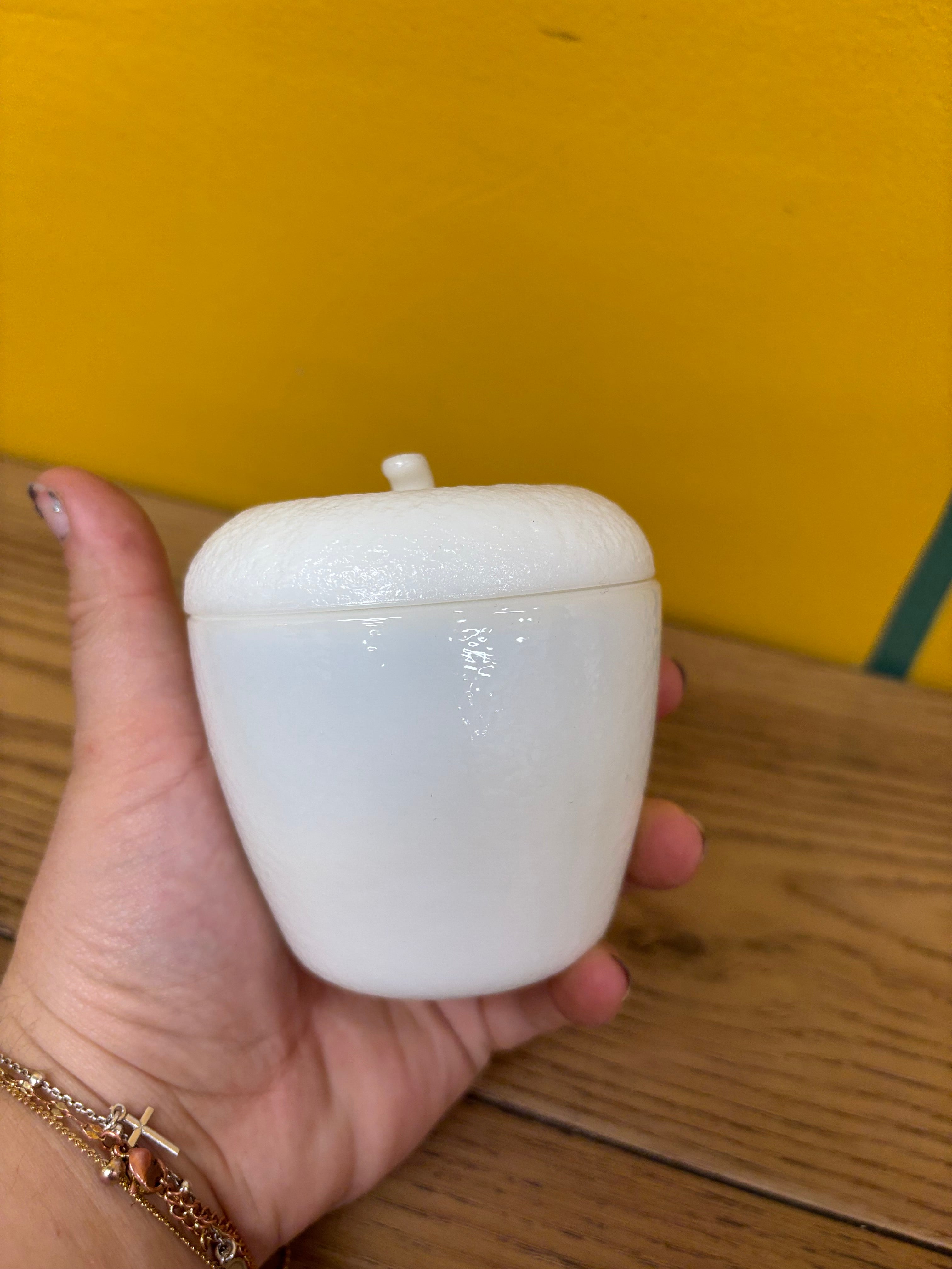 Small Milk Glass Apple Jar