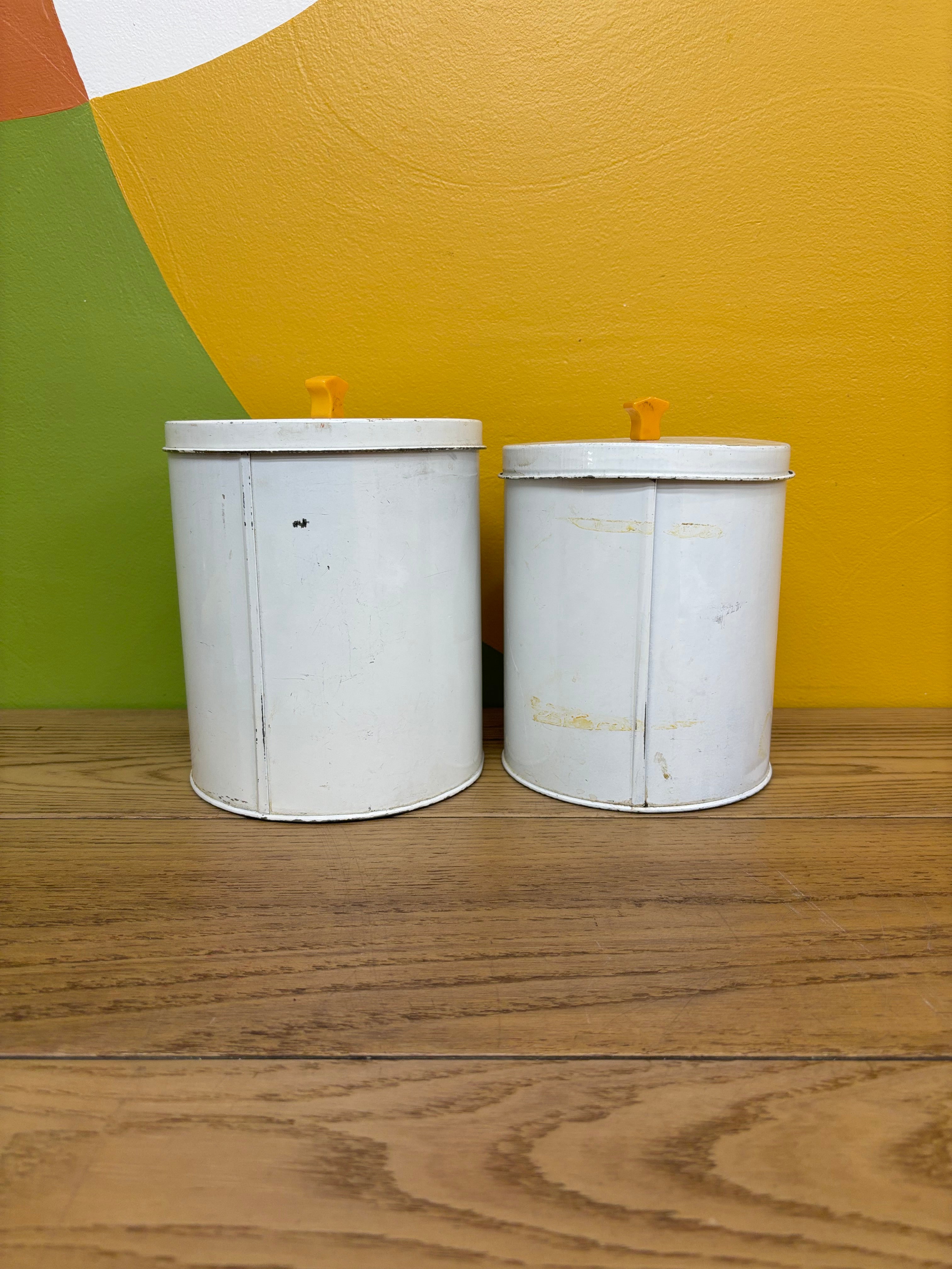 (2) Tin Floral Canisters