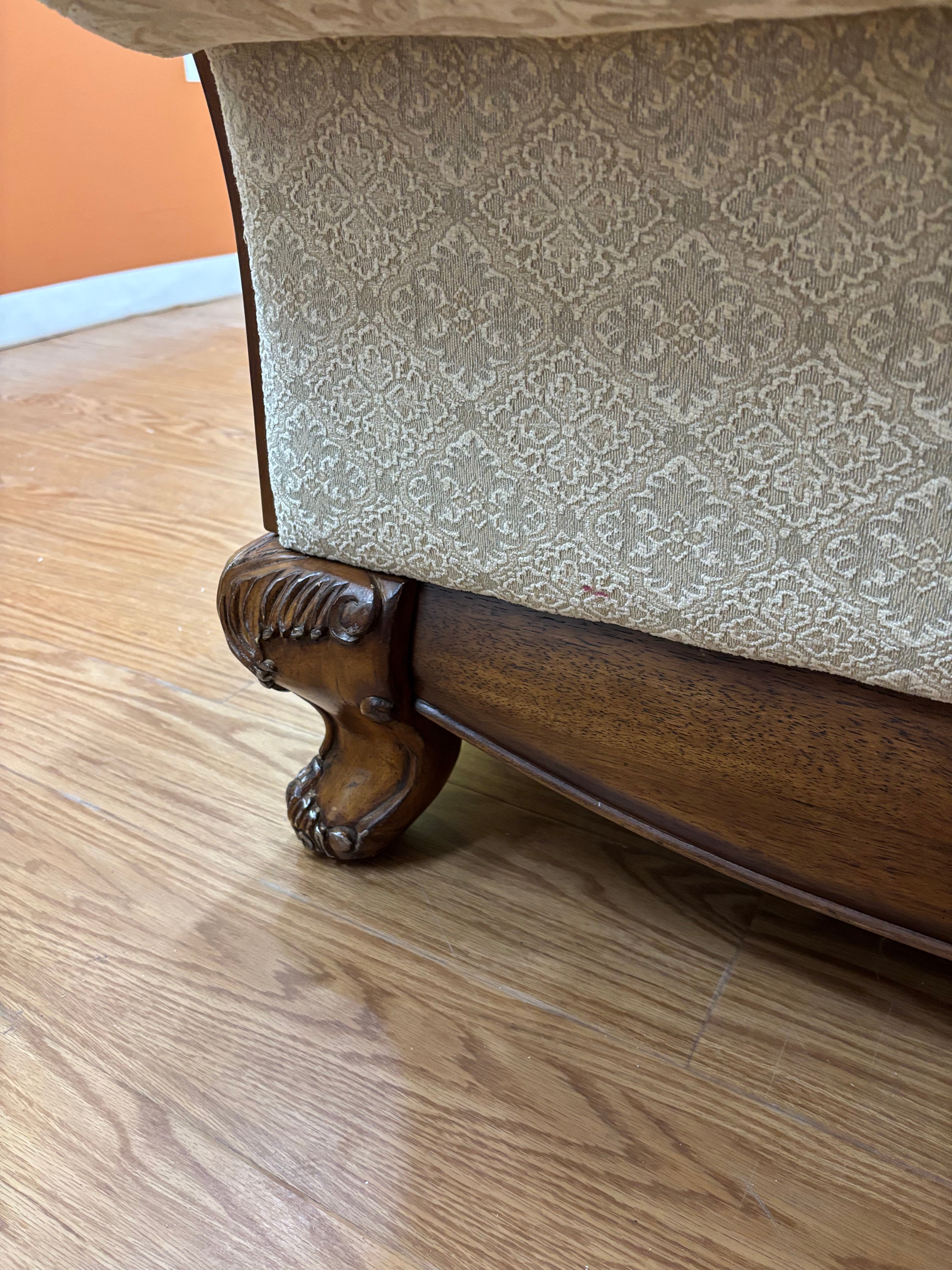 Fabric & Wood Carved Sofa