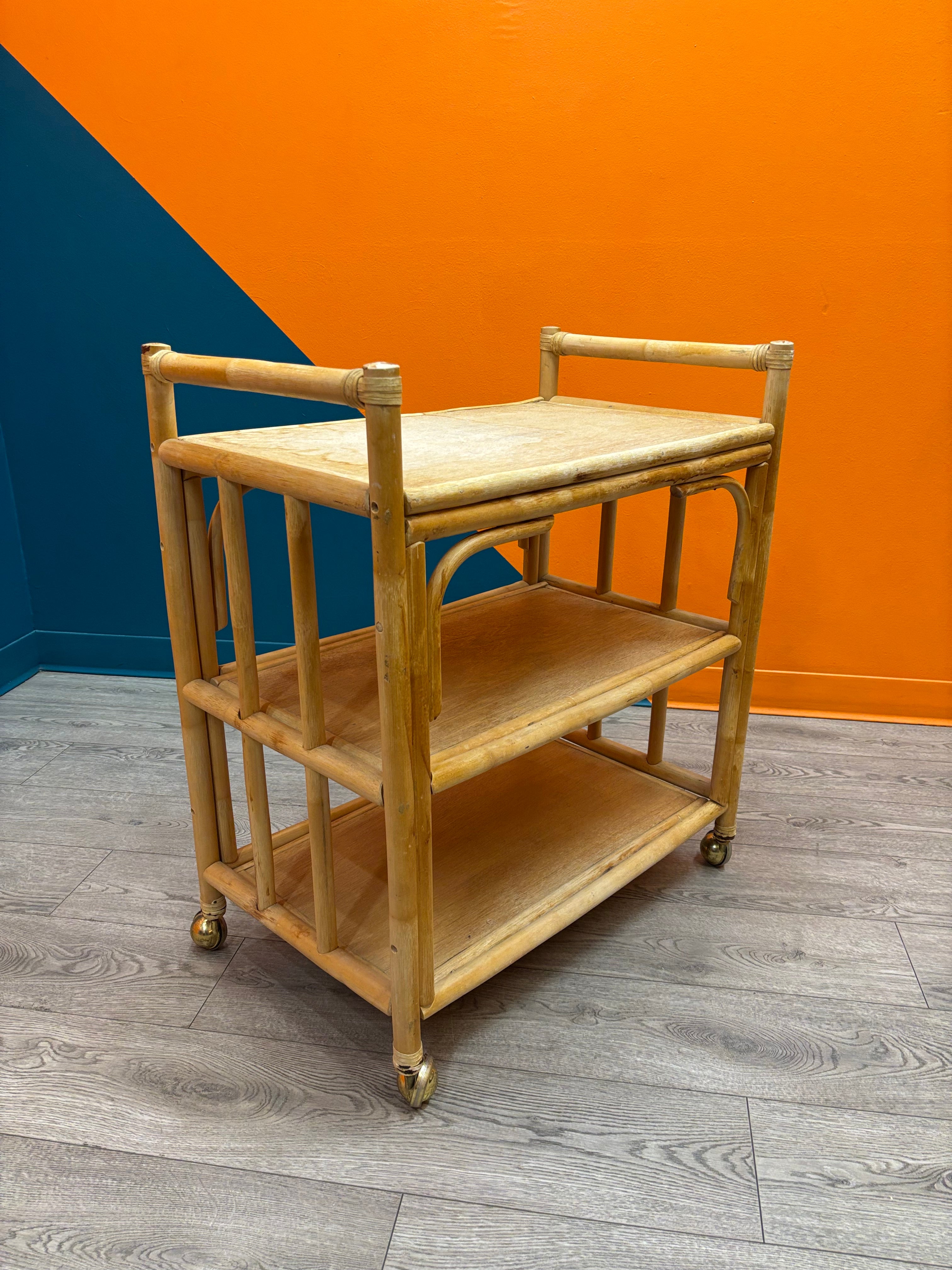 Rattan Rolling Cart