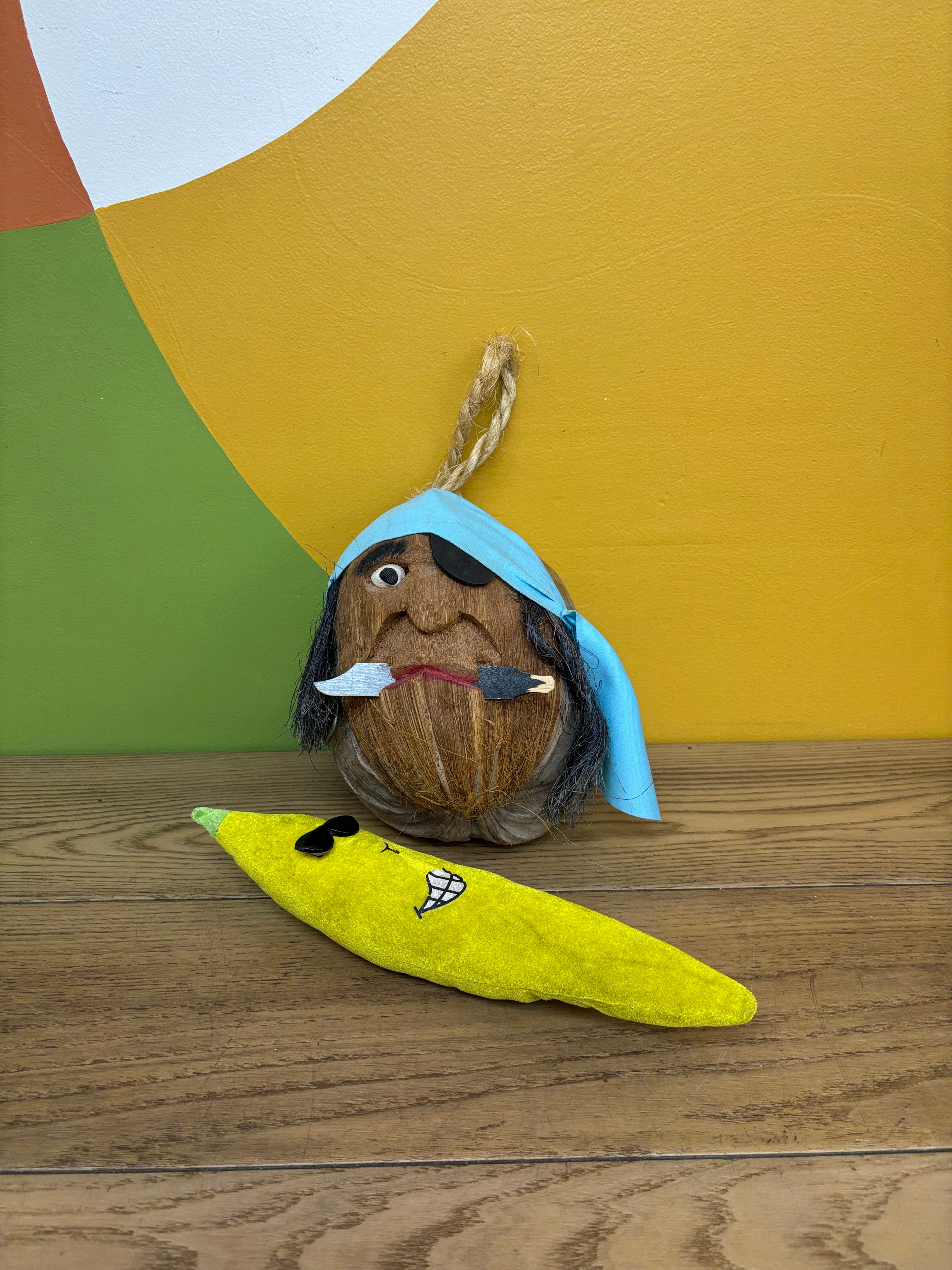 Carved Coconut Pirate Head