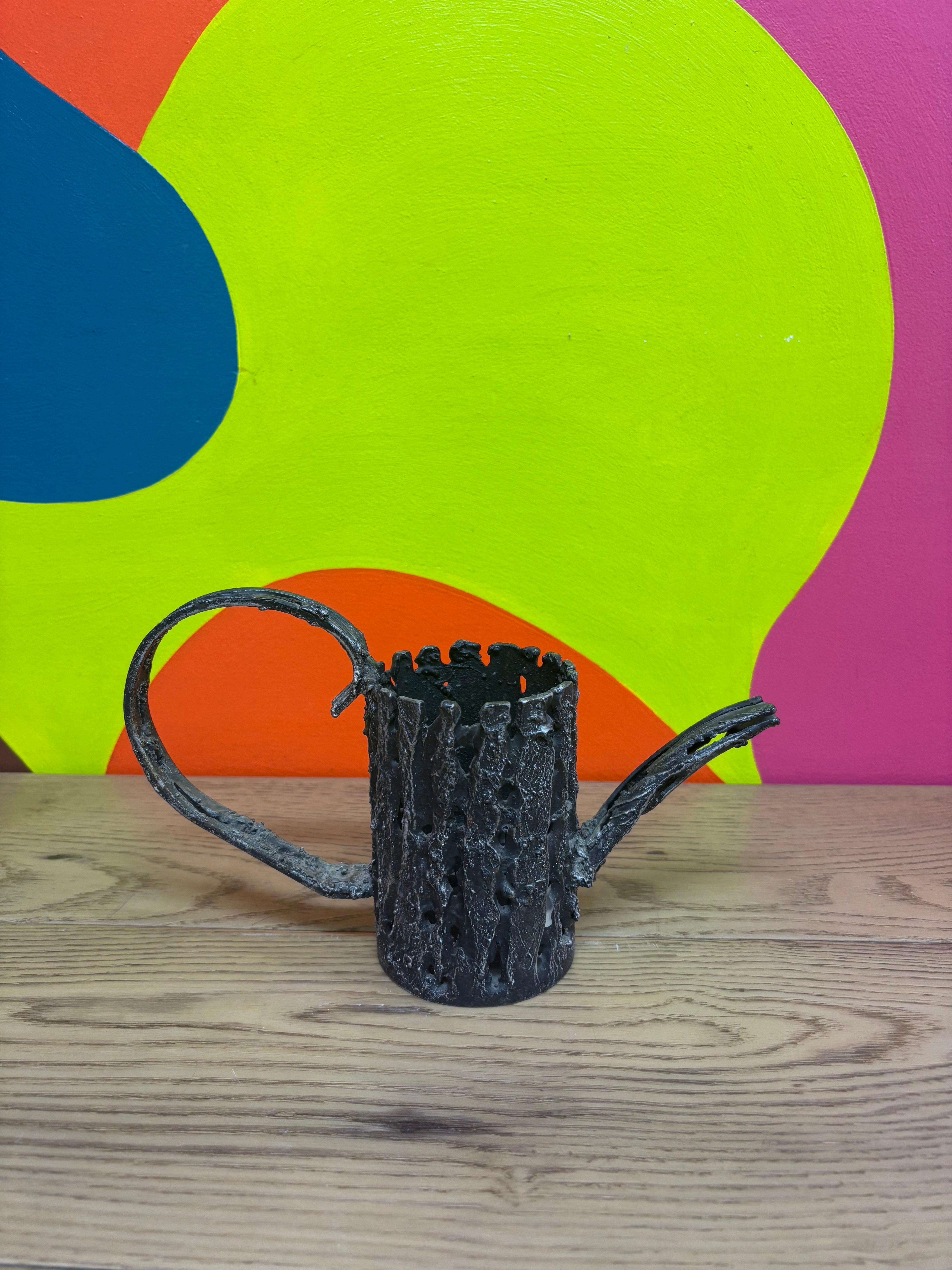 Metal Watering Can Tree Trunk Candle Holder