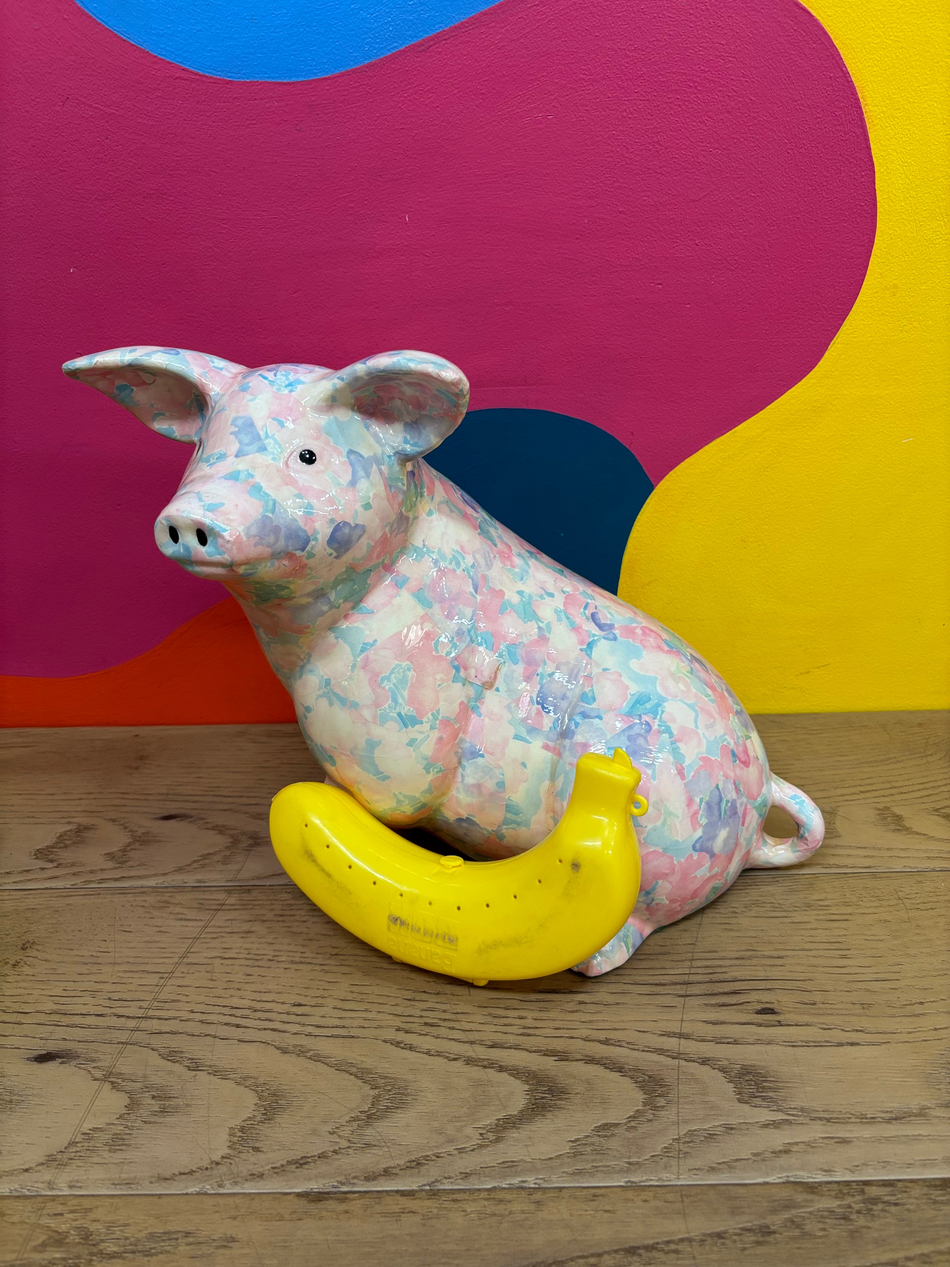Large Ceramic Pig Figurine