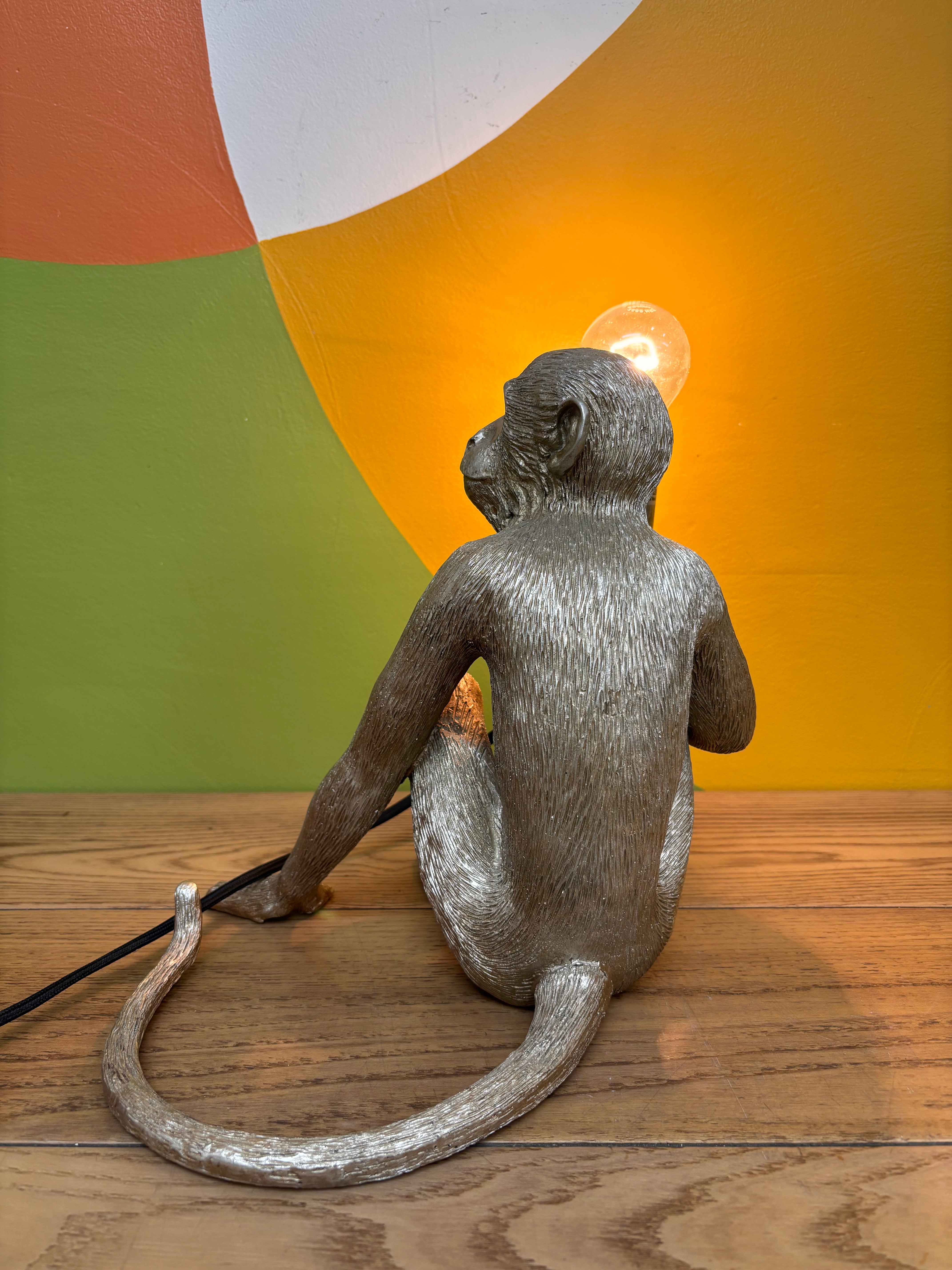 Silver Monkey Lamp