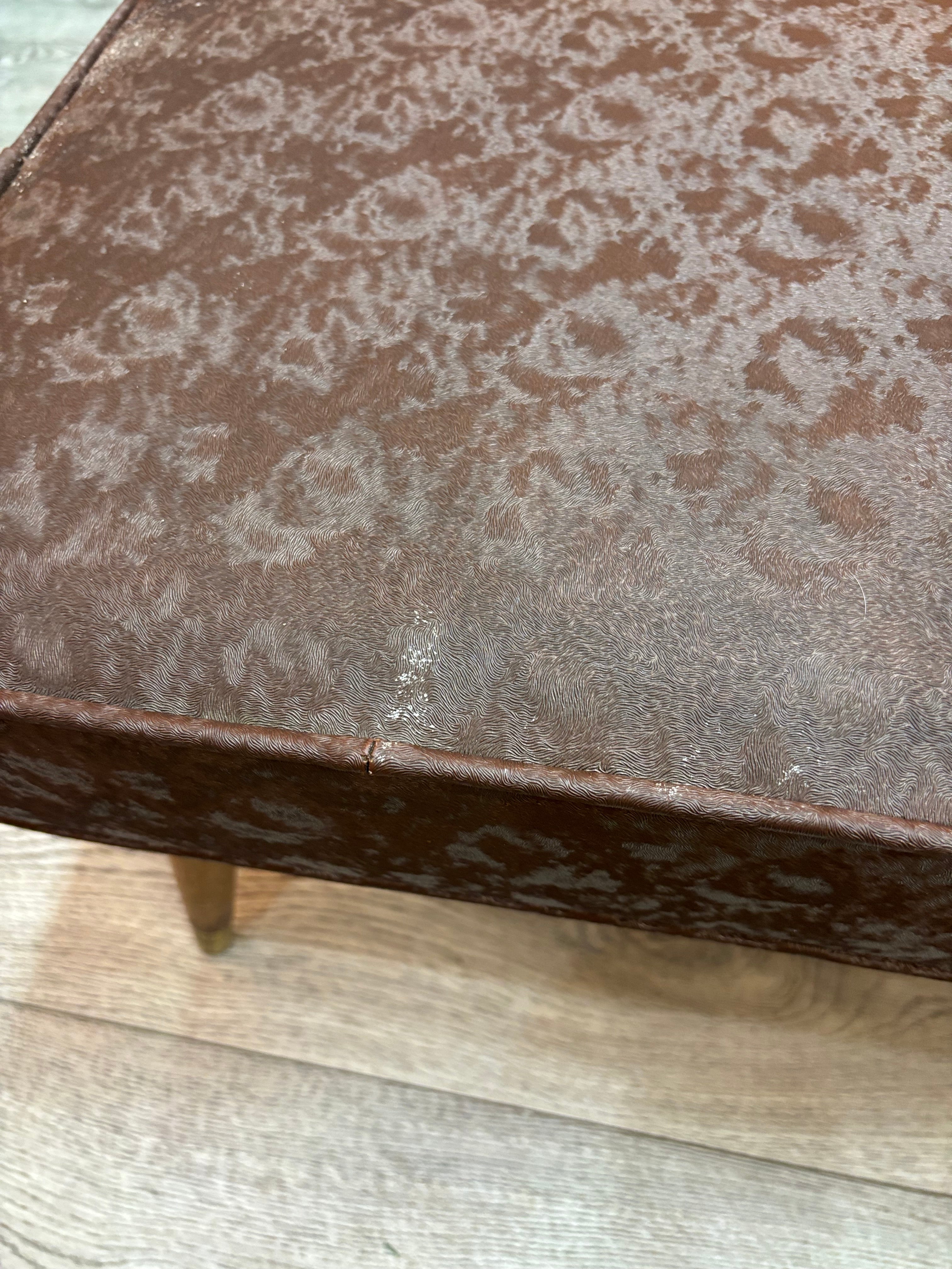 Brown Vinyl Ottoman