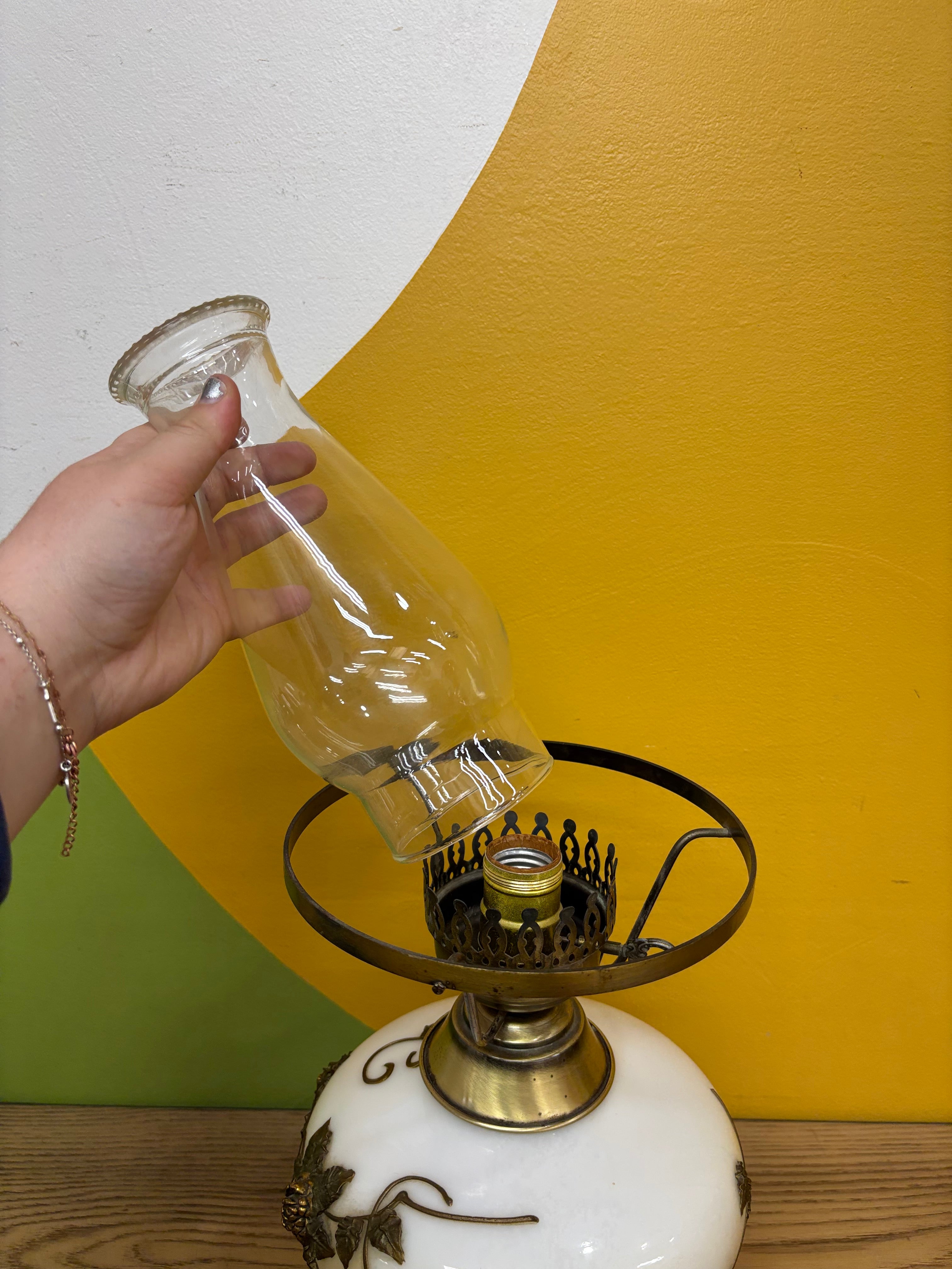 Glass Hurricane Table Lamp