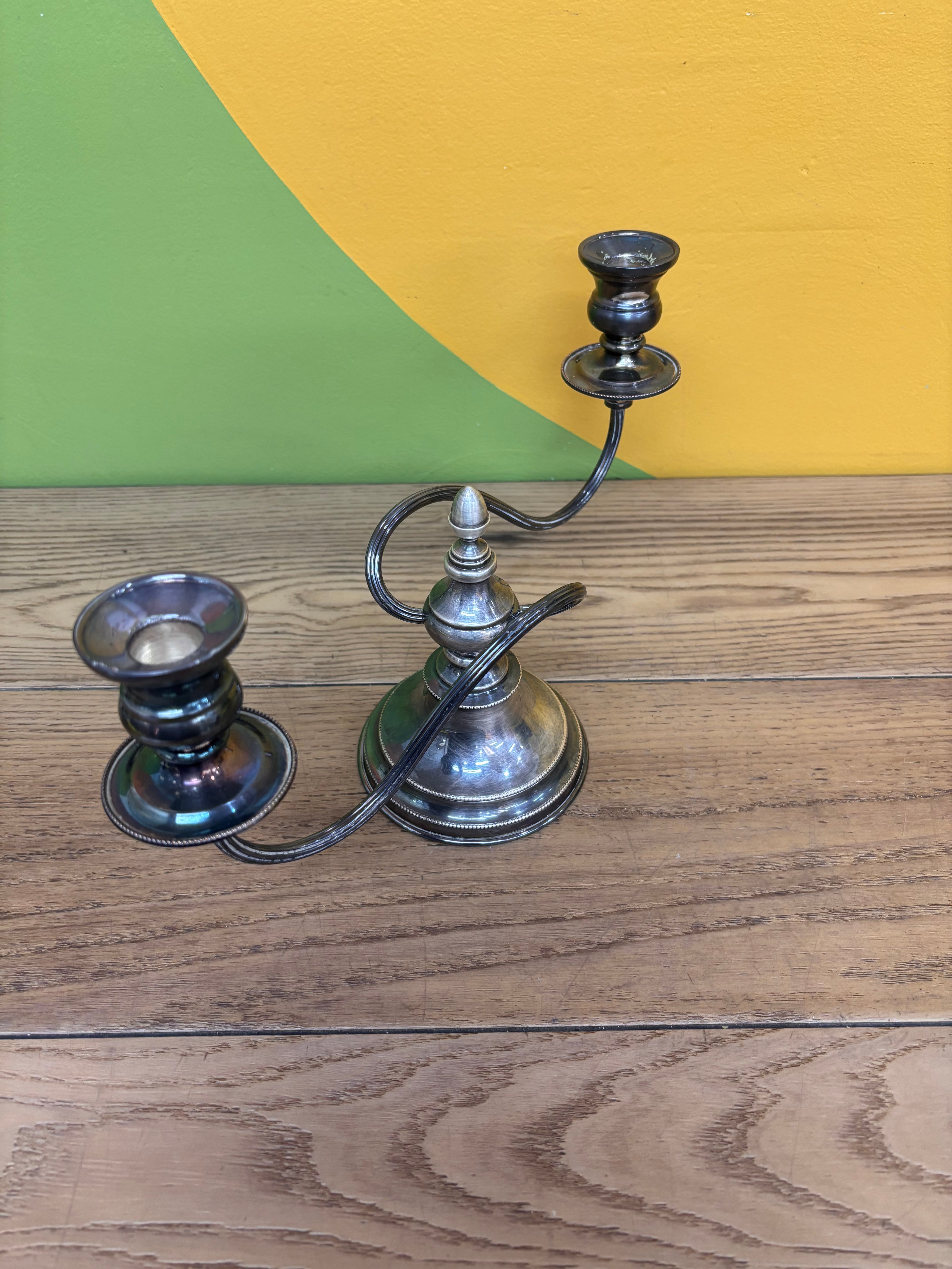 Silver Two-Arm Candelabra