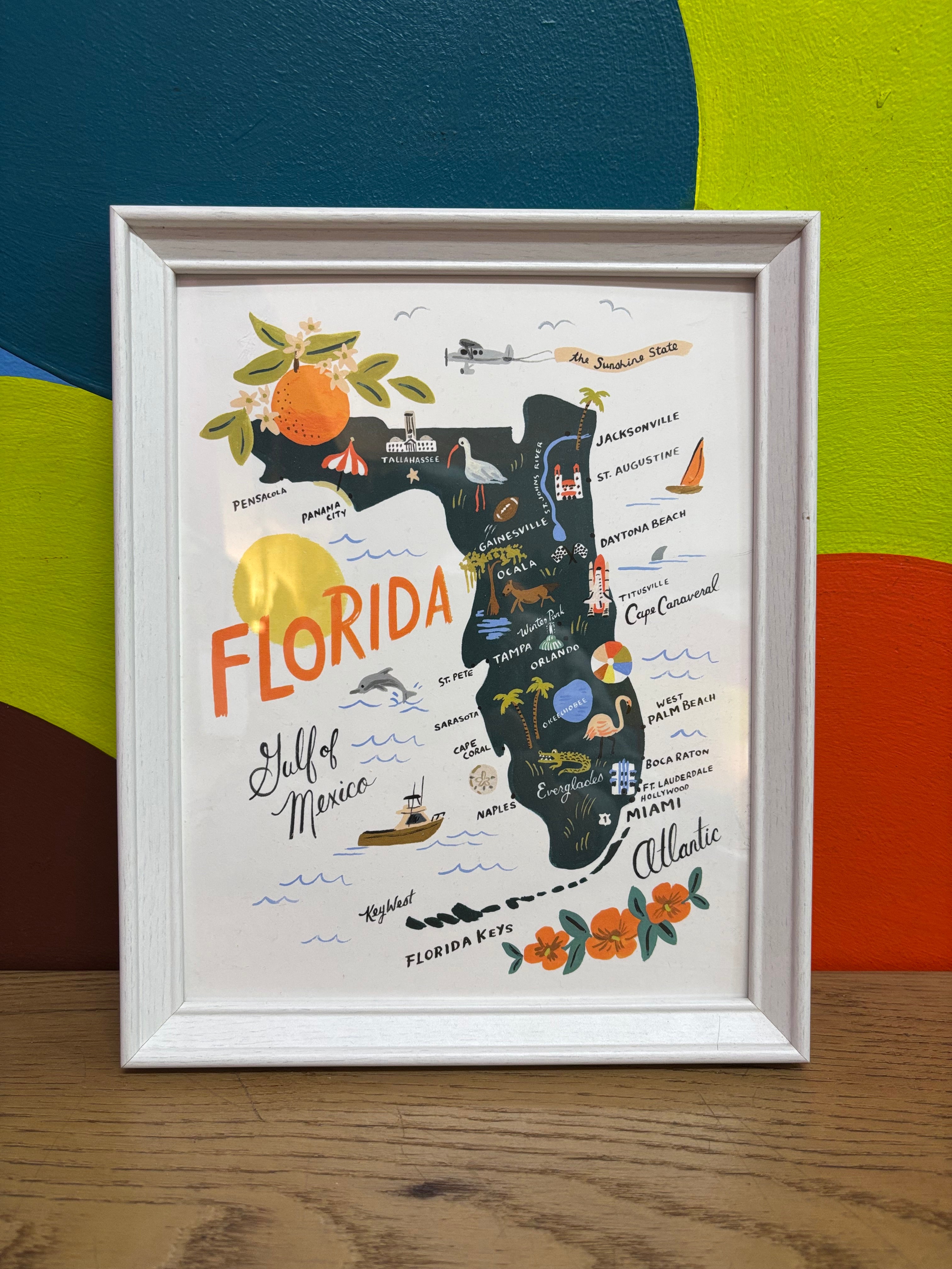 White Framed Print - Florida