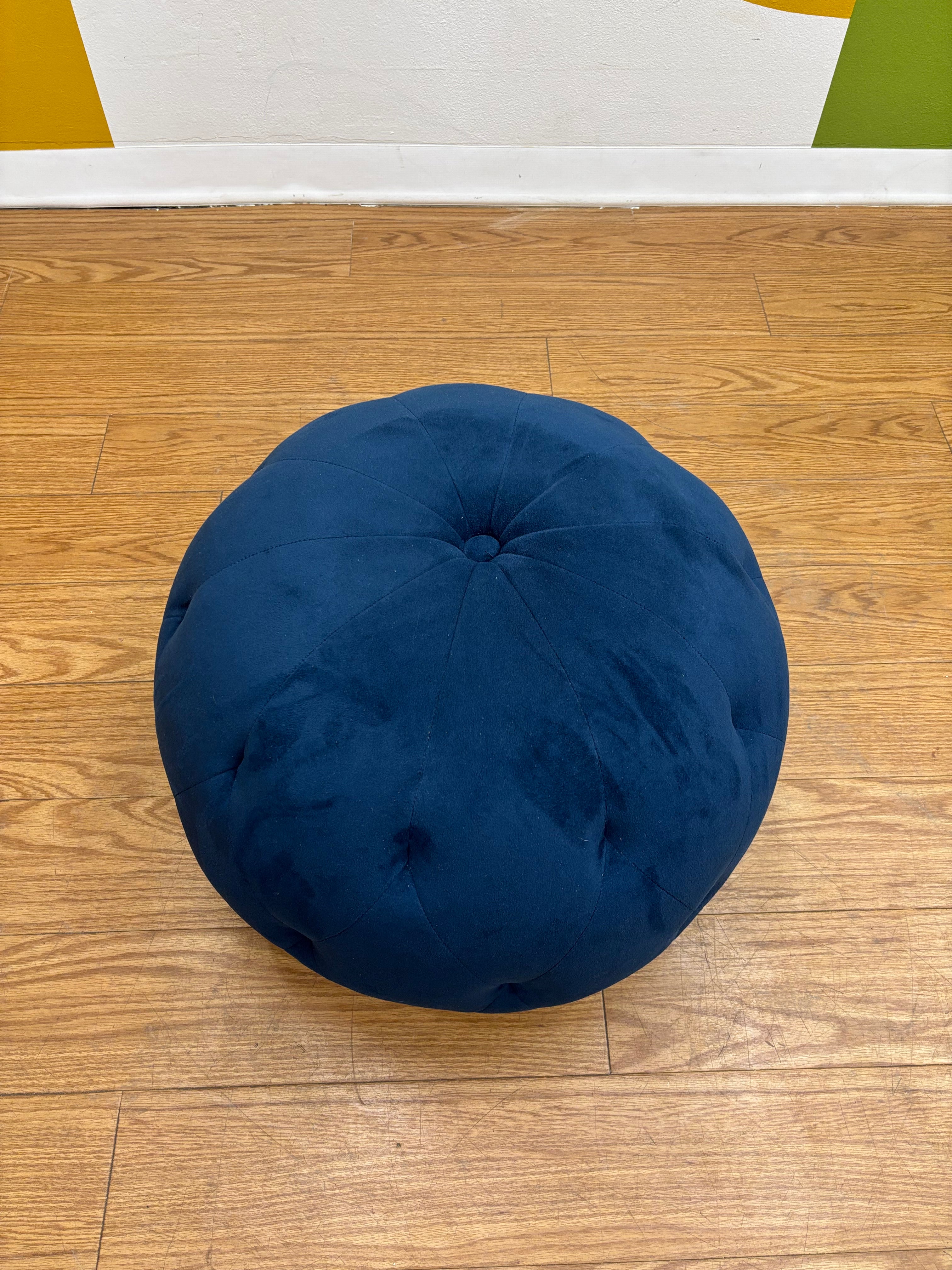Blue Velvet Tufted Stool (2 available)